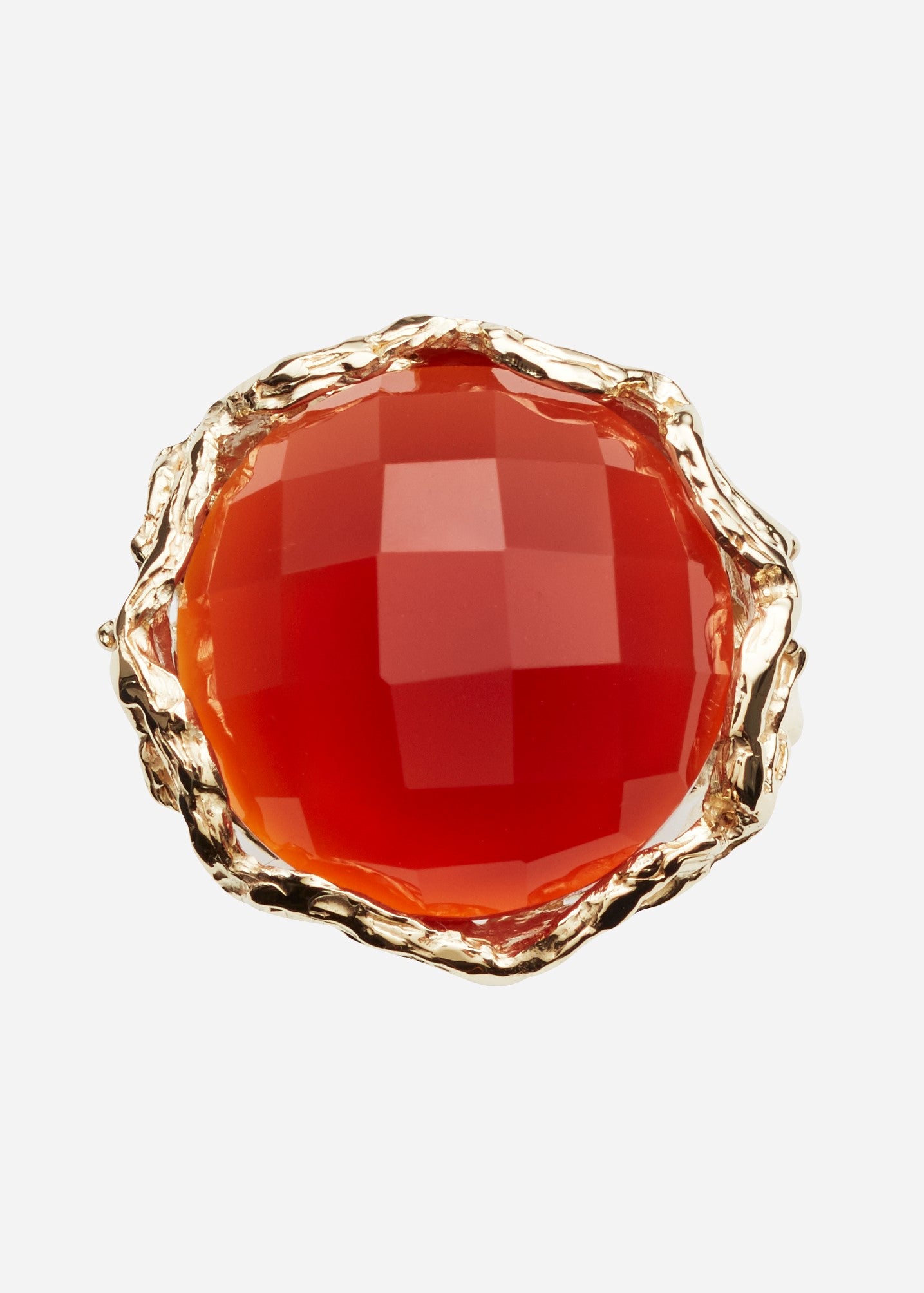 Bon Bon Royal ring faceted quartz dark red