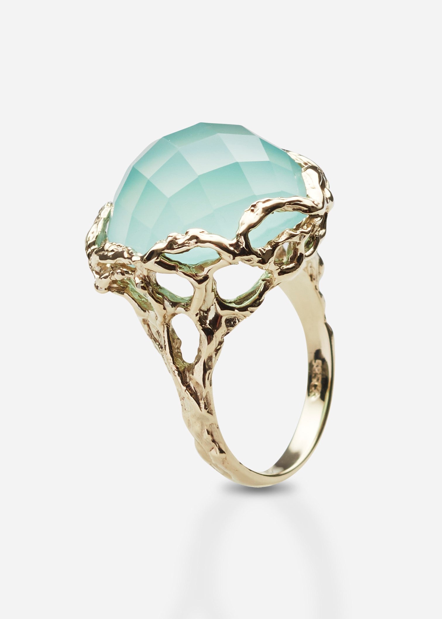 Bon Bon Royal ring faceted quartz aqua
