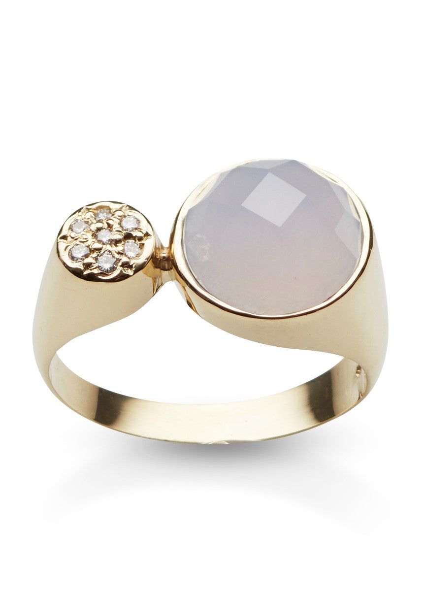 Bon Bon Avec ring with diamonds and quartz