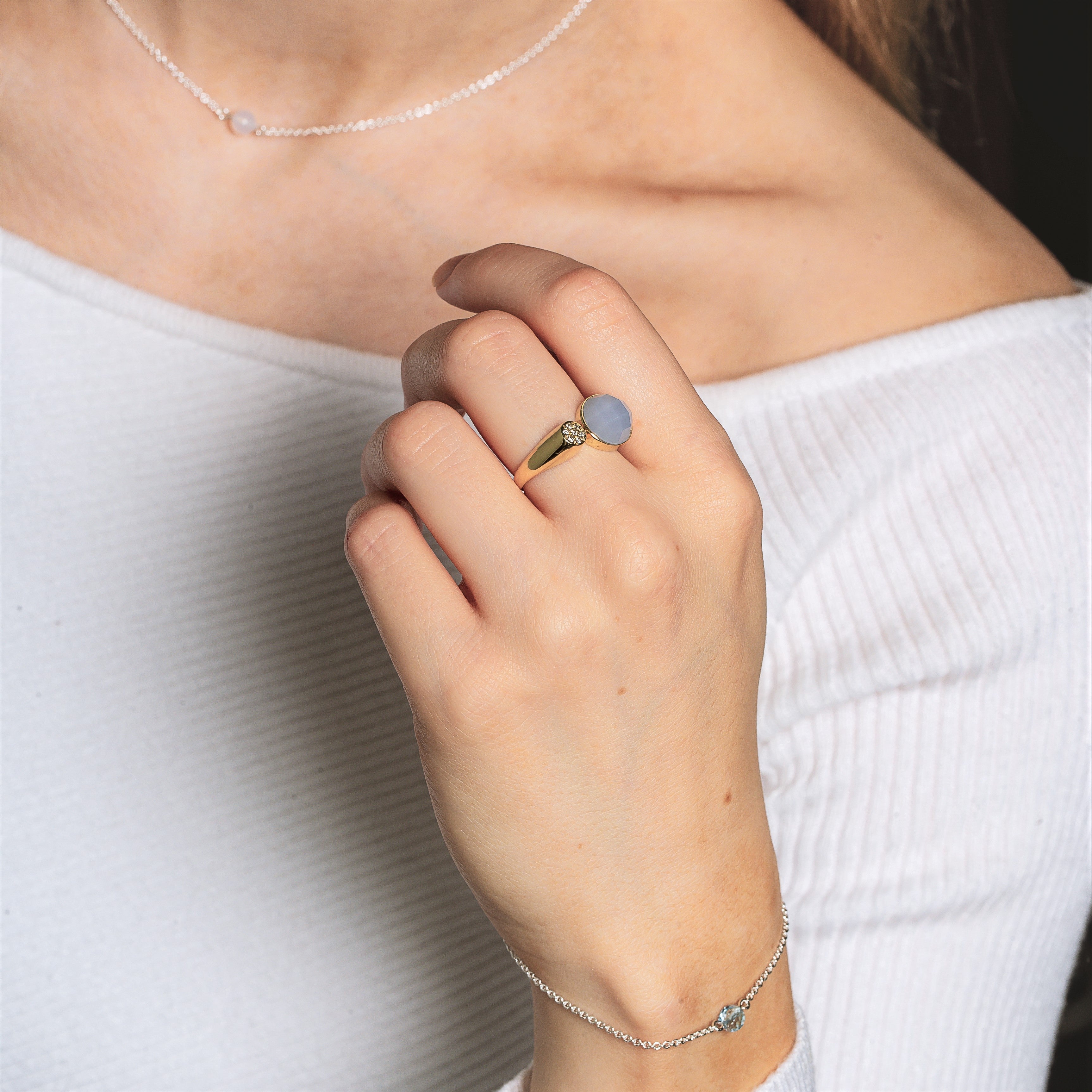 Bon Bon Avec ring med diamanter og månesten