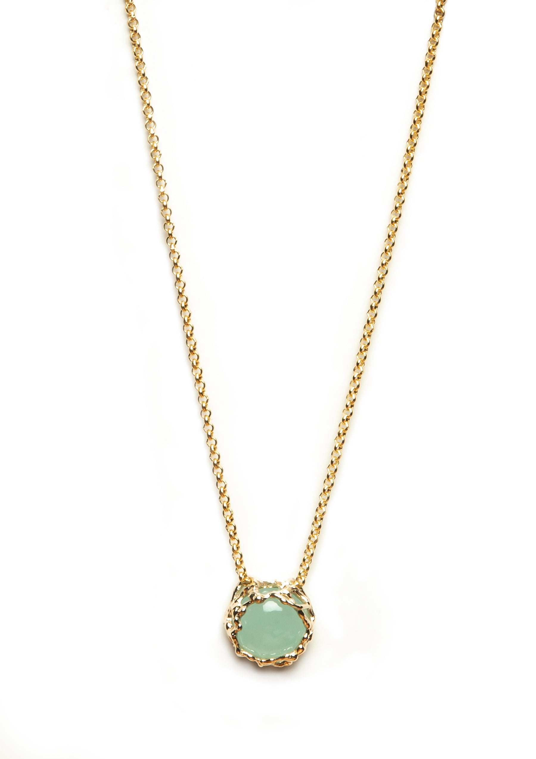 Bon Bon Royal quartz aqua pendant with gold plated chain