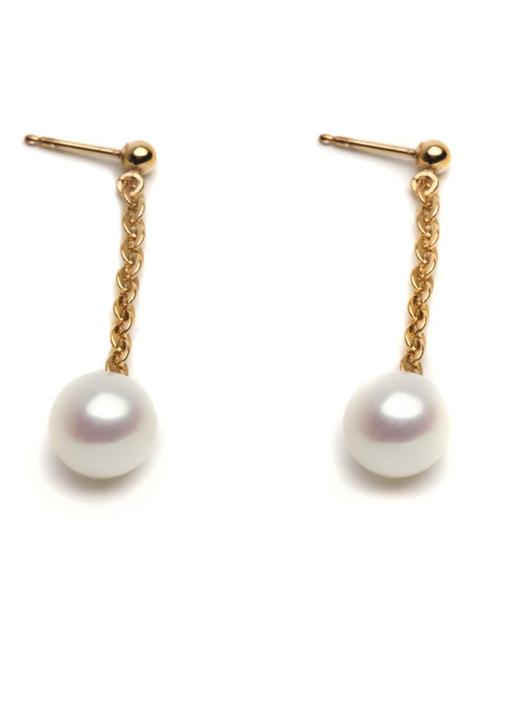 Gold-plated earrings with pendants and freshwater cultured pearls