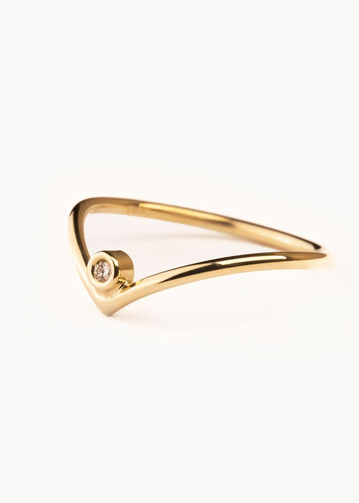 Piccolini Vshape ring gult gull