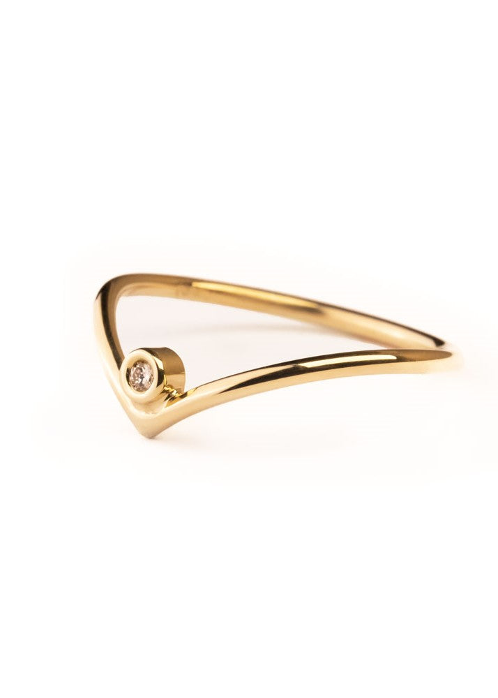Piccolini Vshape ring gult gull