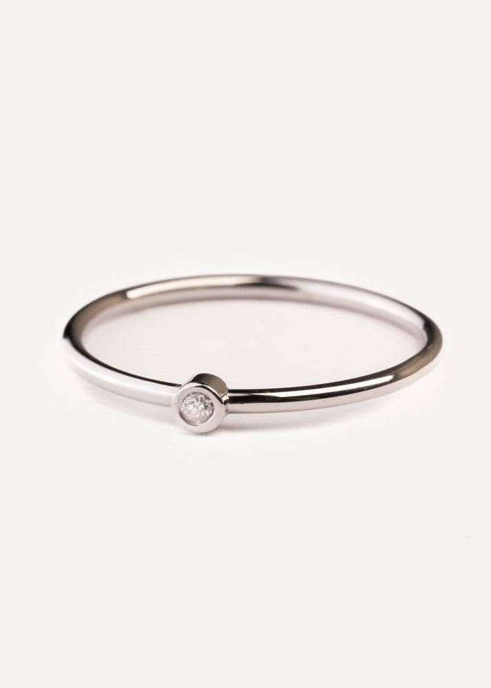 Piccolini Solo ring hvitt gull