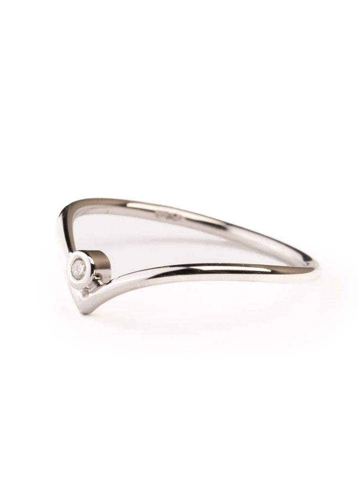 Piccolini Vshape ring hvitt gull