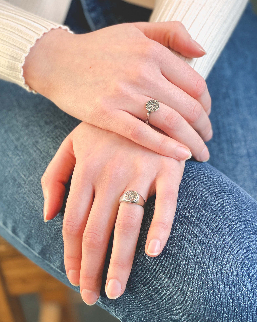 Quarterpenny ring oxidized silver