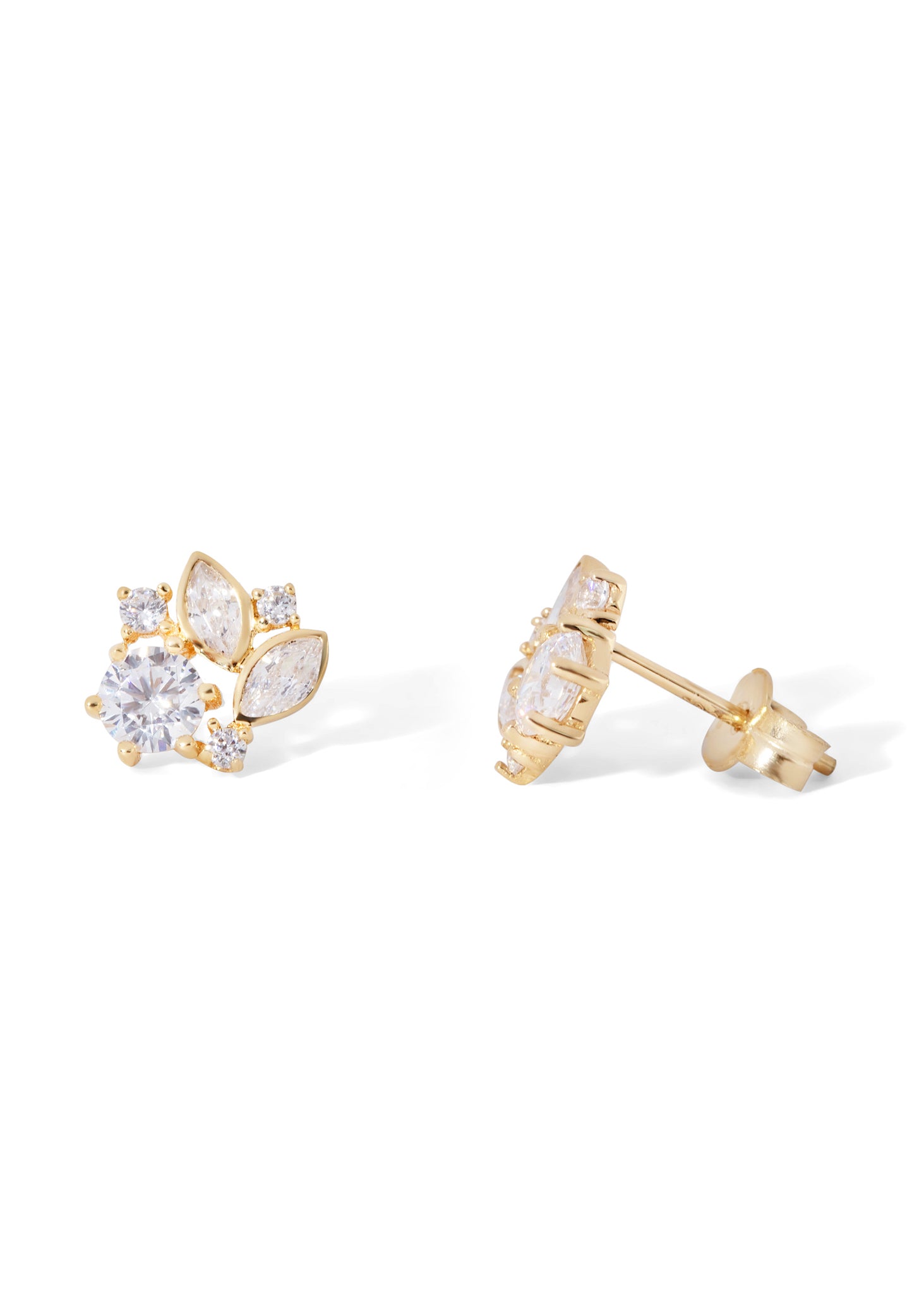 Earrings yellow gold zircons