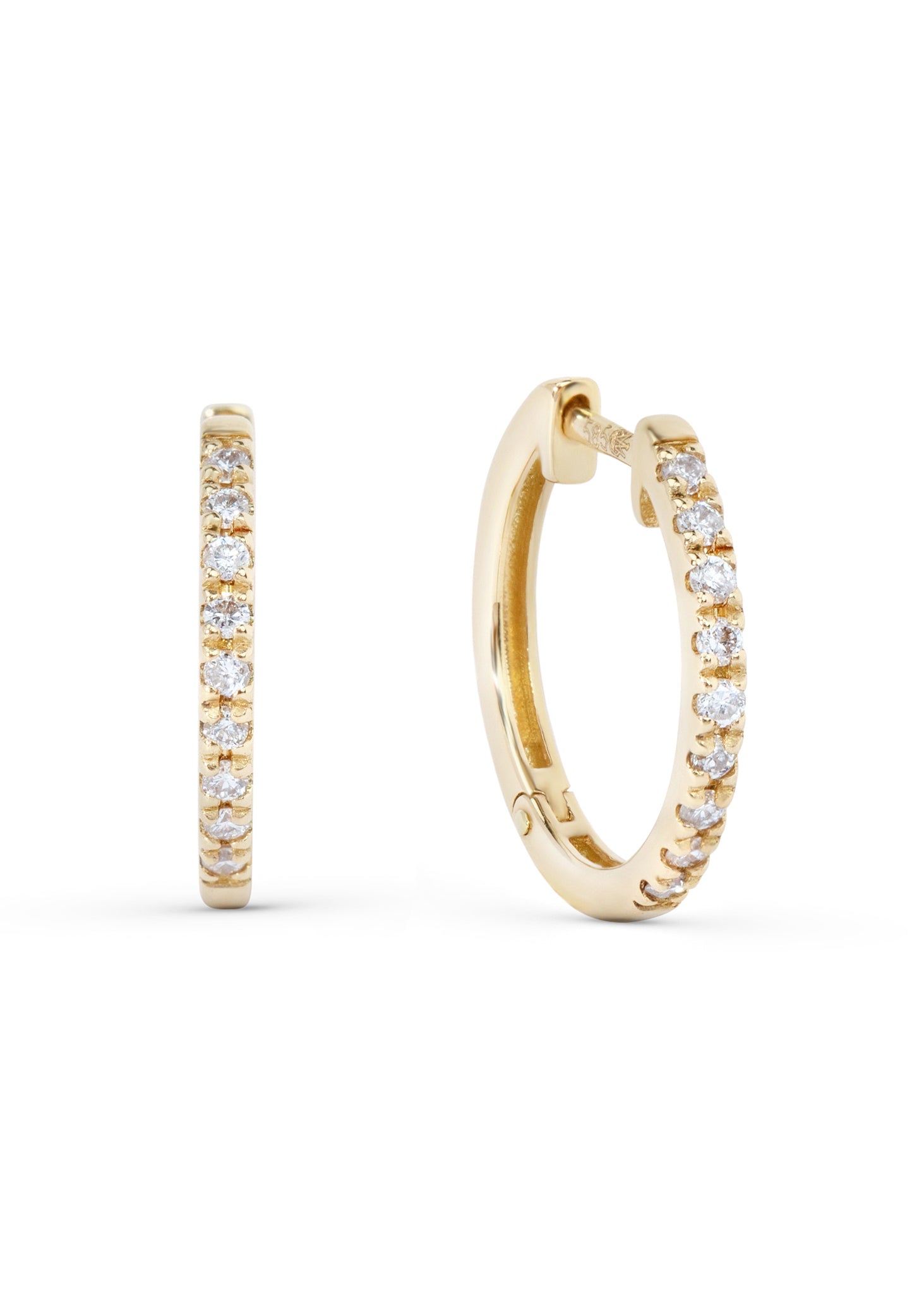 Earrings yellow gold 0.14ct diamond