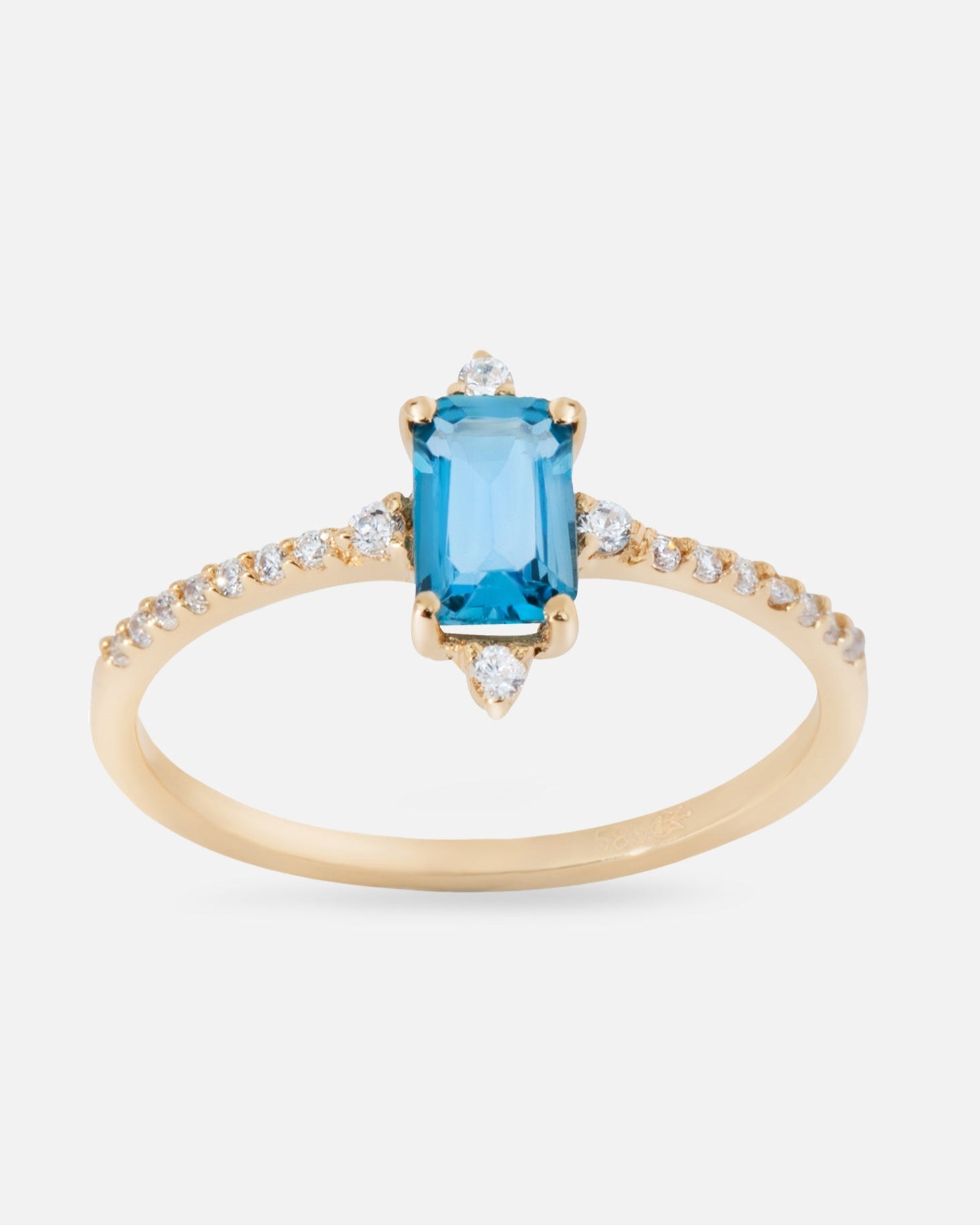 Ring gult gull topaz og zirkoner