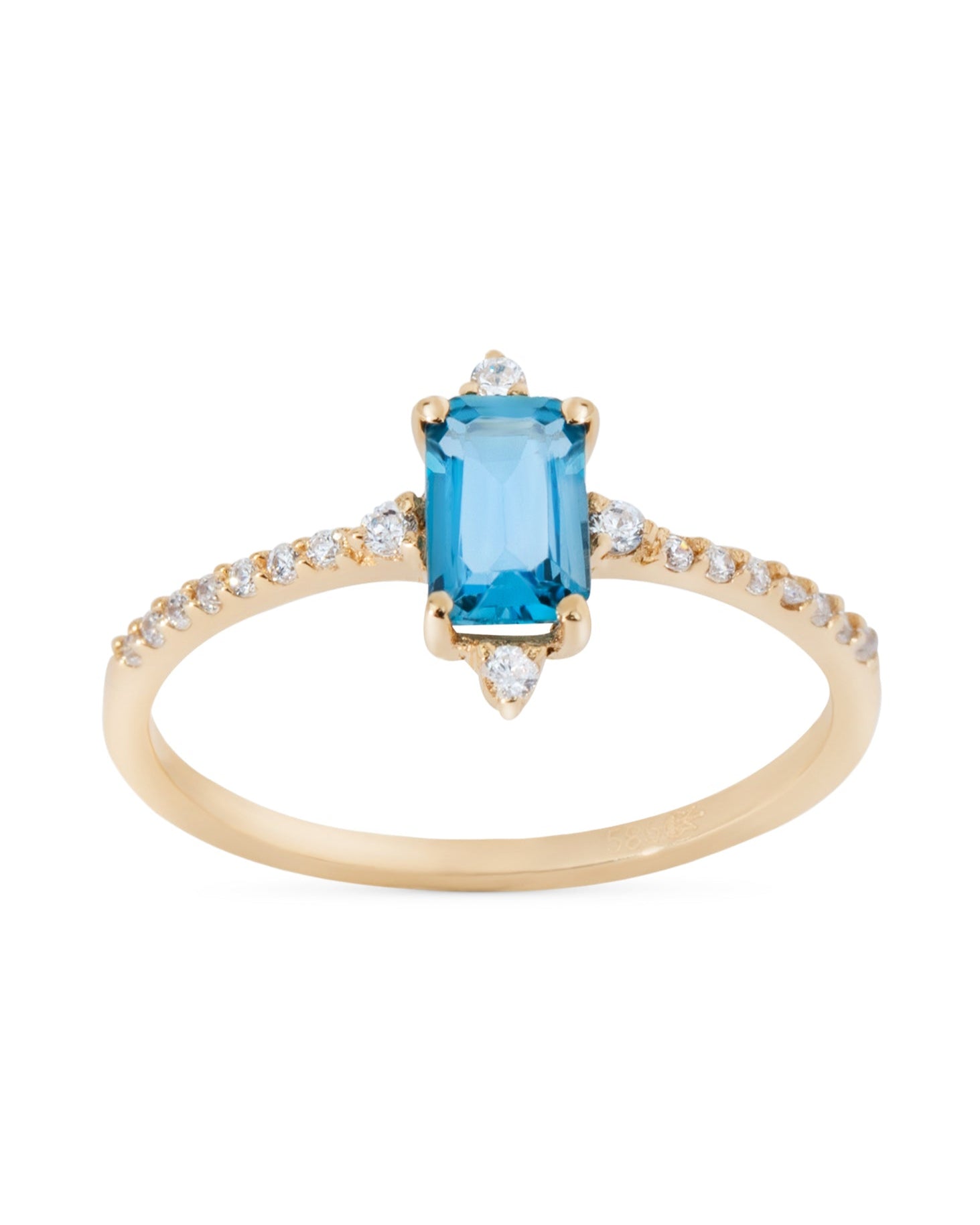 Ring gult gull topaz og zirkoner