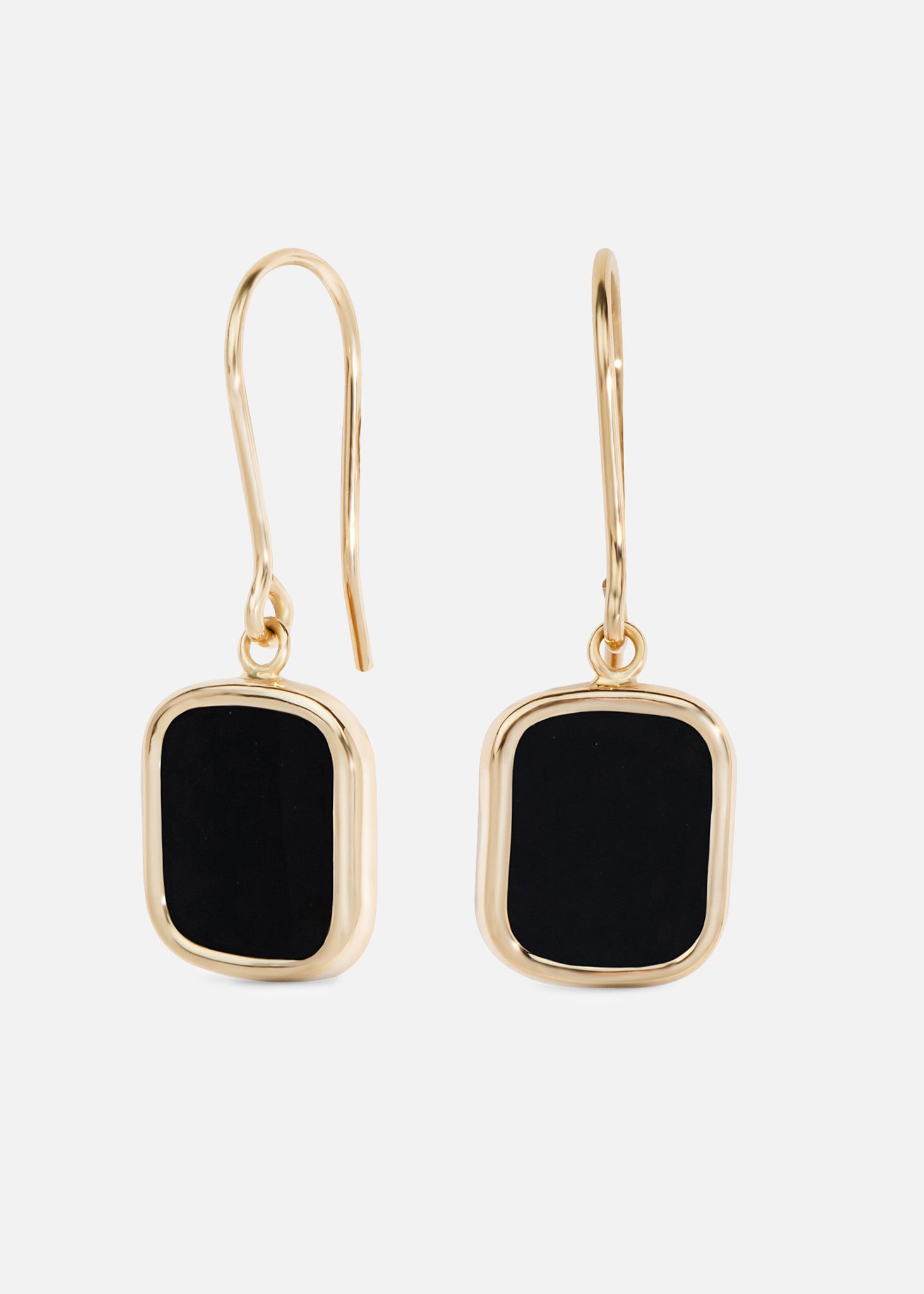 Earrings gold onyx rectangle 10*8mm