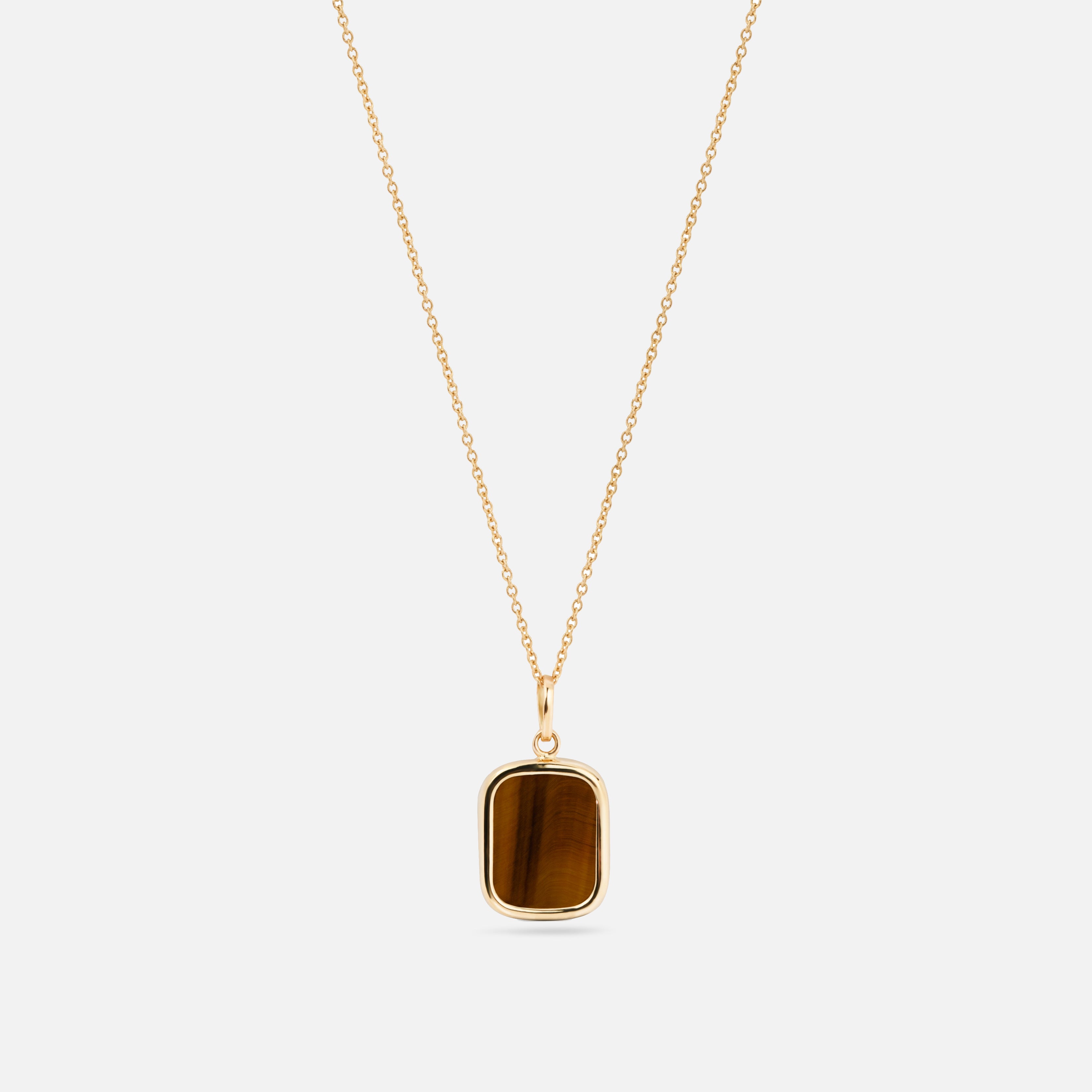 Necklace gold tiger eye rectangle 10*8mm