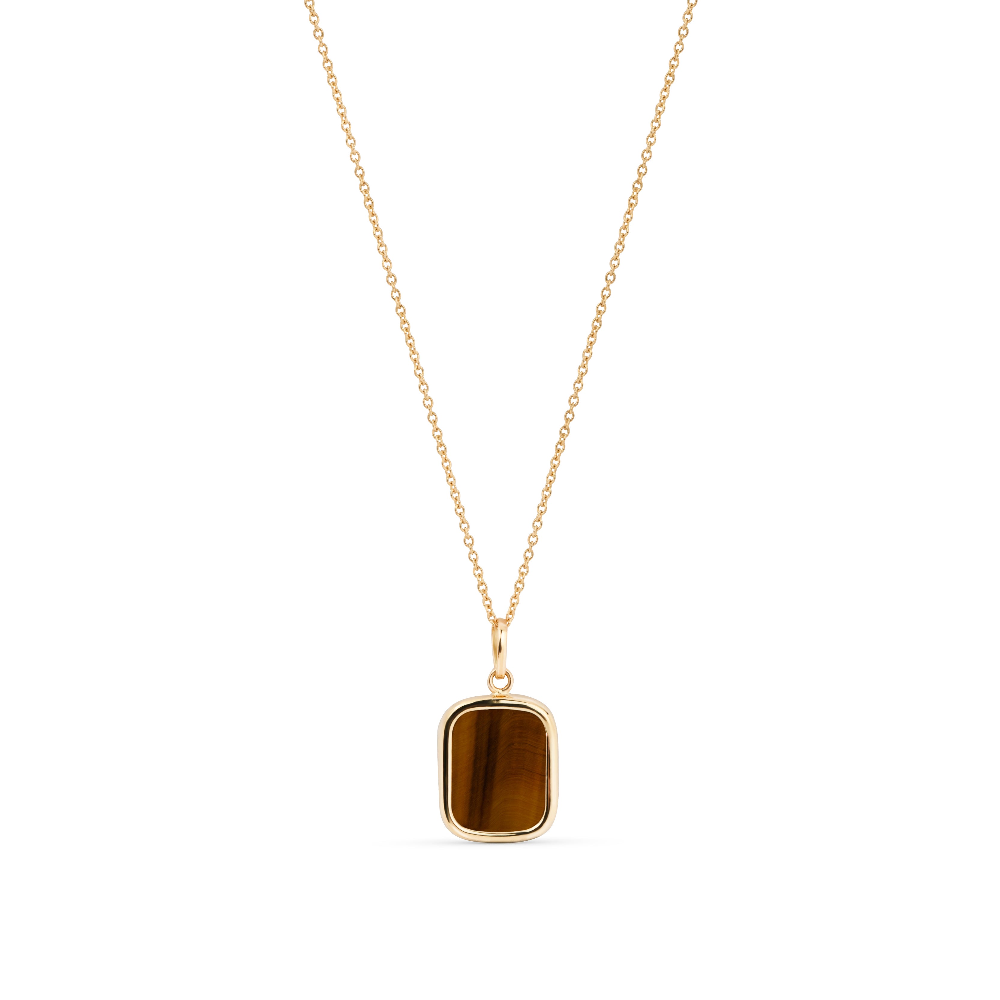 Necklace gold tiger eye rectangle 10*8mm