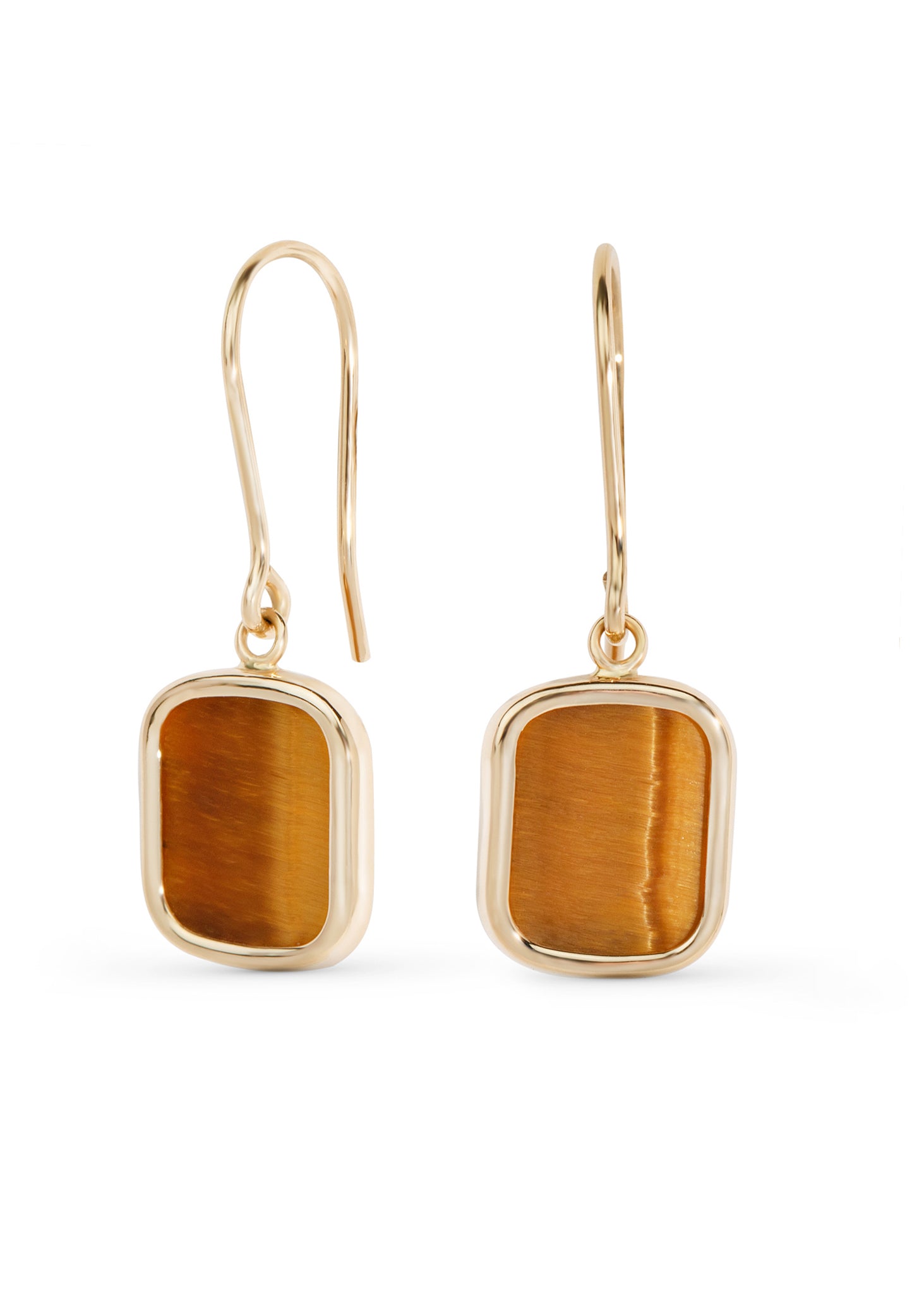 Earrings gold tiger eye rectangle 10*8mm