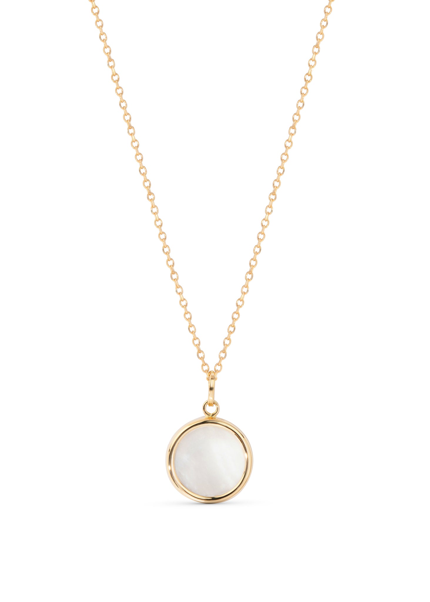 Necklace gold mother of pearl circle 10mm