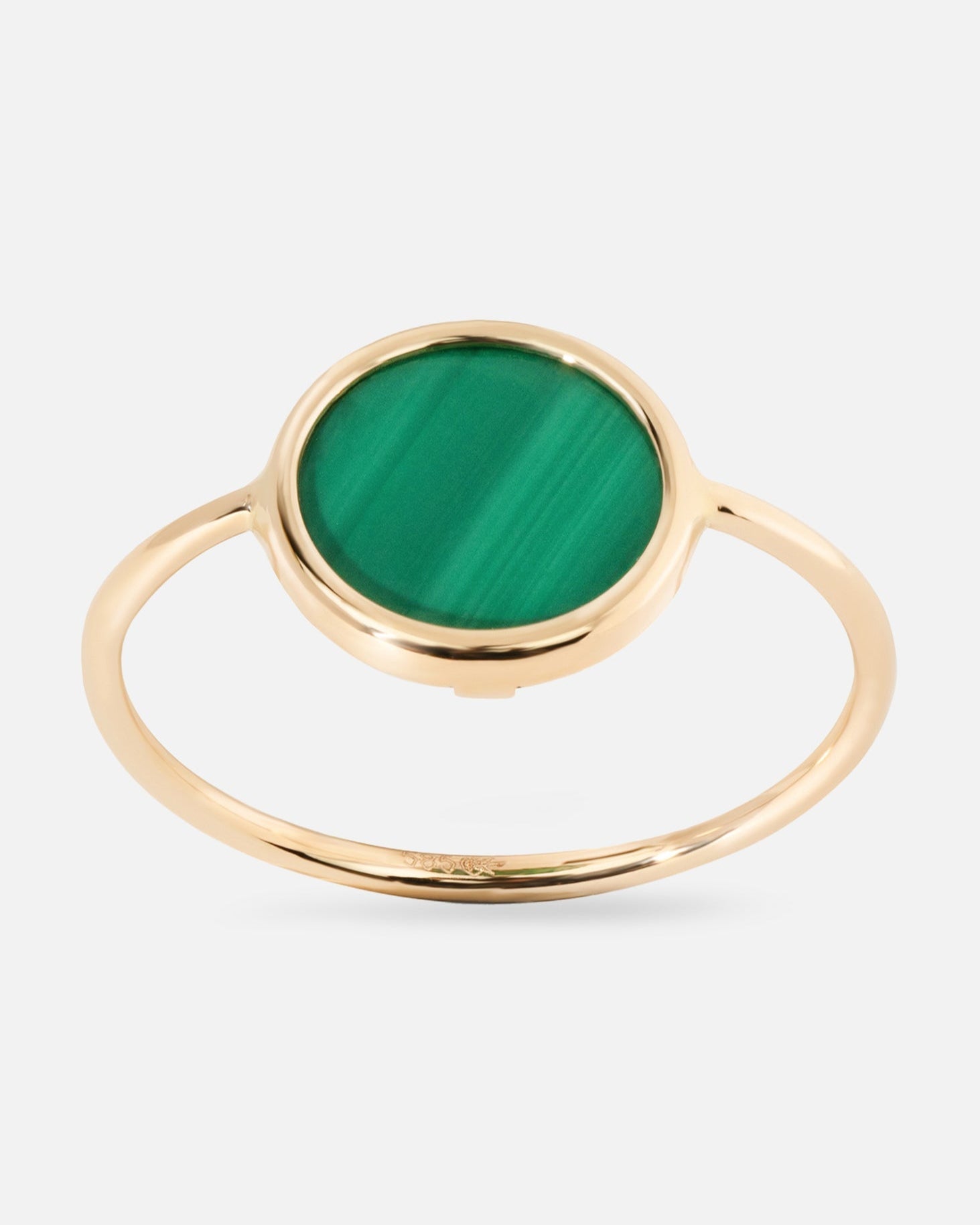 Ring gull malakitt sirkel 10mm