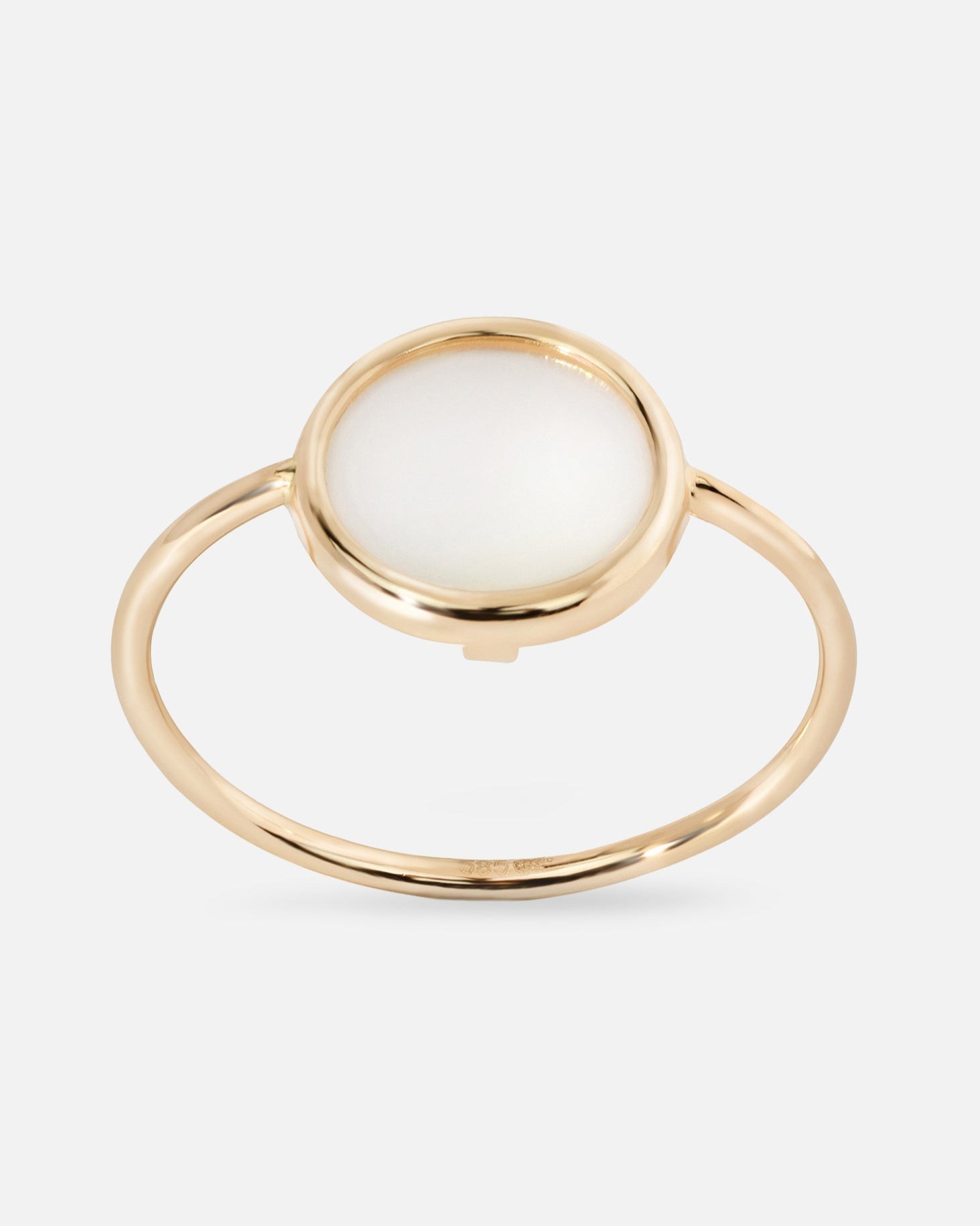Ring gull perlemor sirkel 10mm