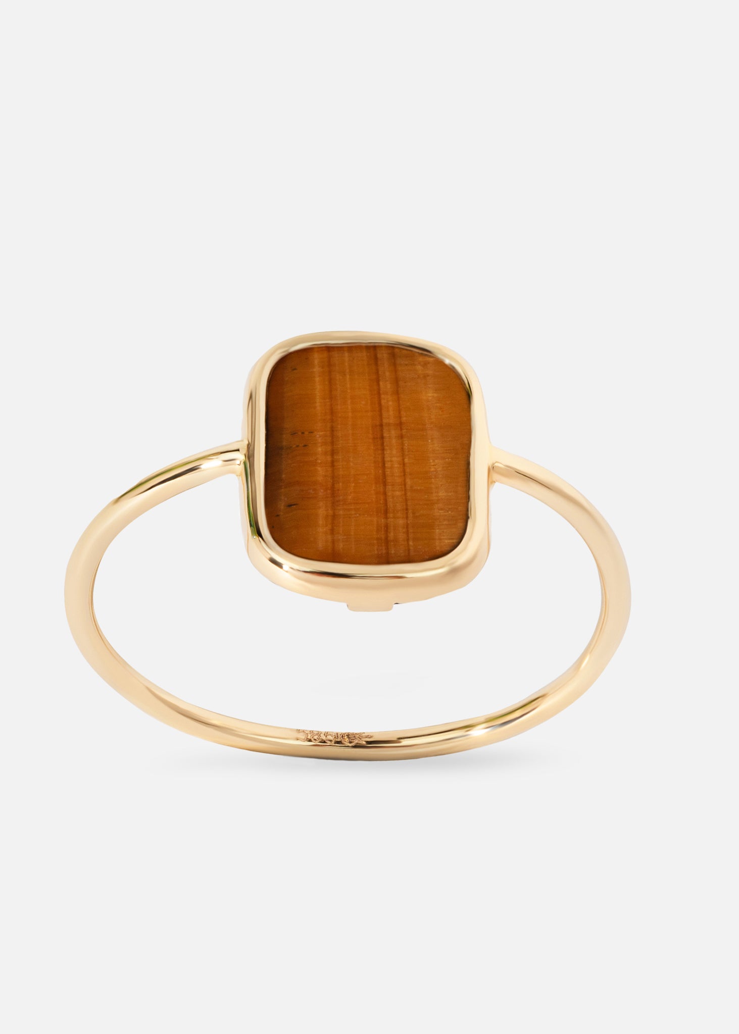 Ring gold tiger eye rectangle 10*8mm