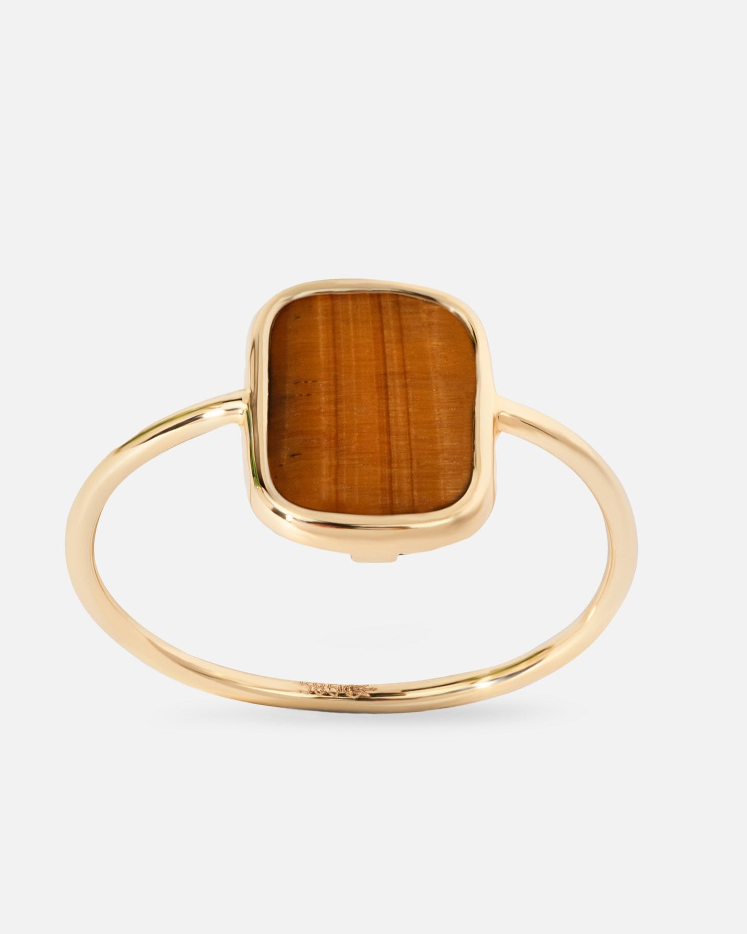 Ring gull tigerøye rektangel 10*8mm