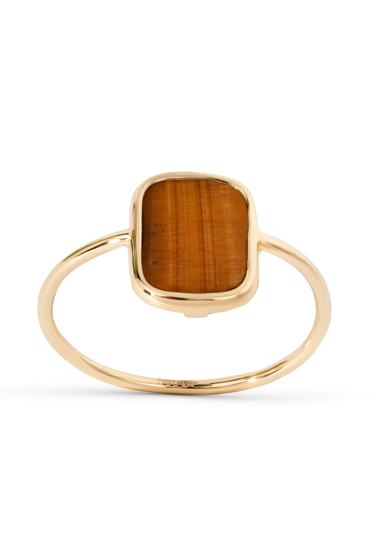 Ring gold tiger eye rectangle 10*8mm