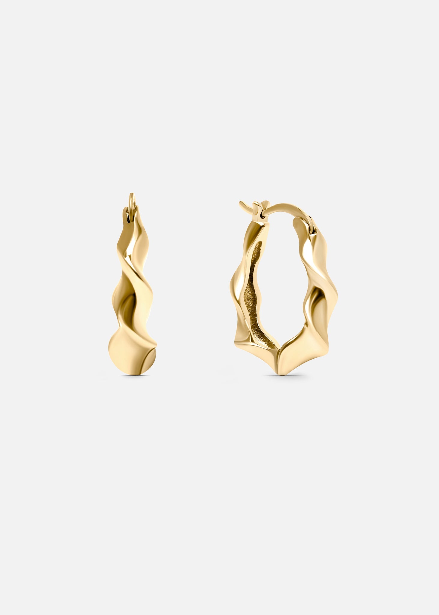 Gold Wavey Hoops