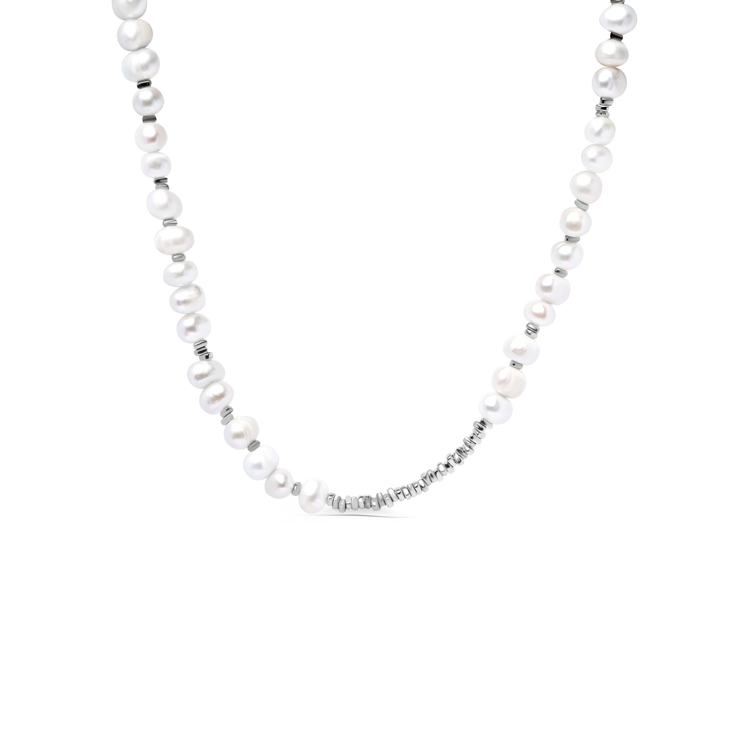 Silver pearl necklace