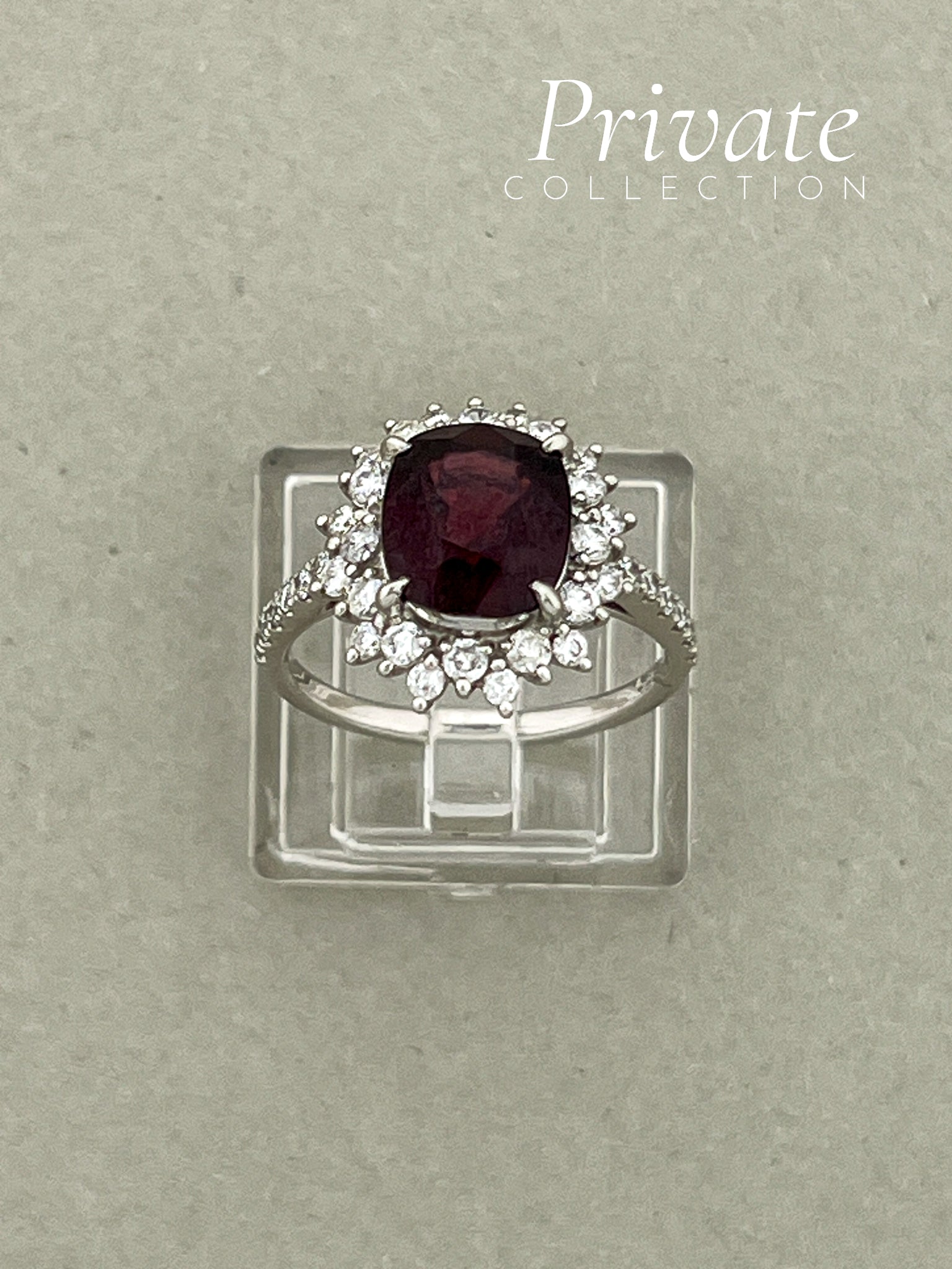 PC Rosett diamantring med spinell platina str 52