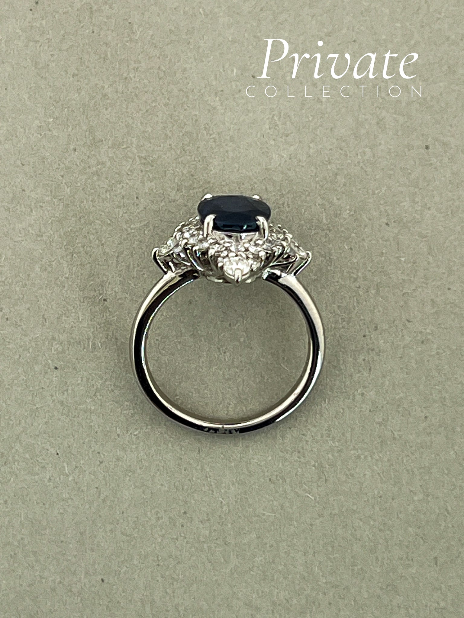 PC Safir og diamantring platina str 51