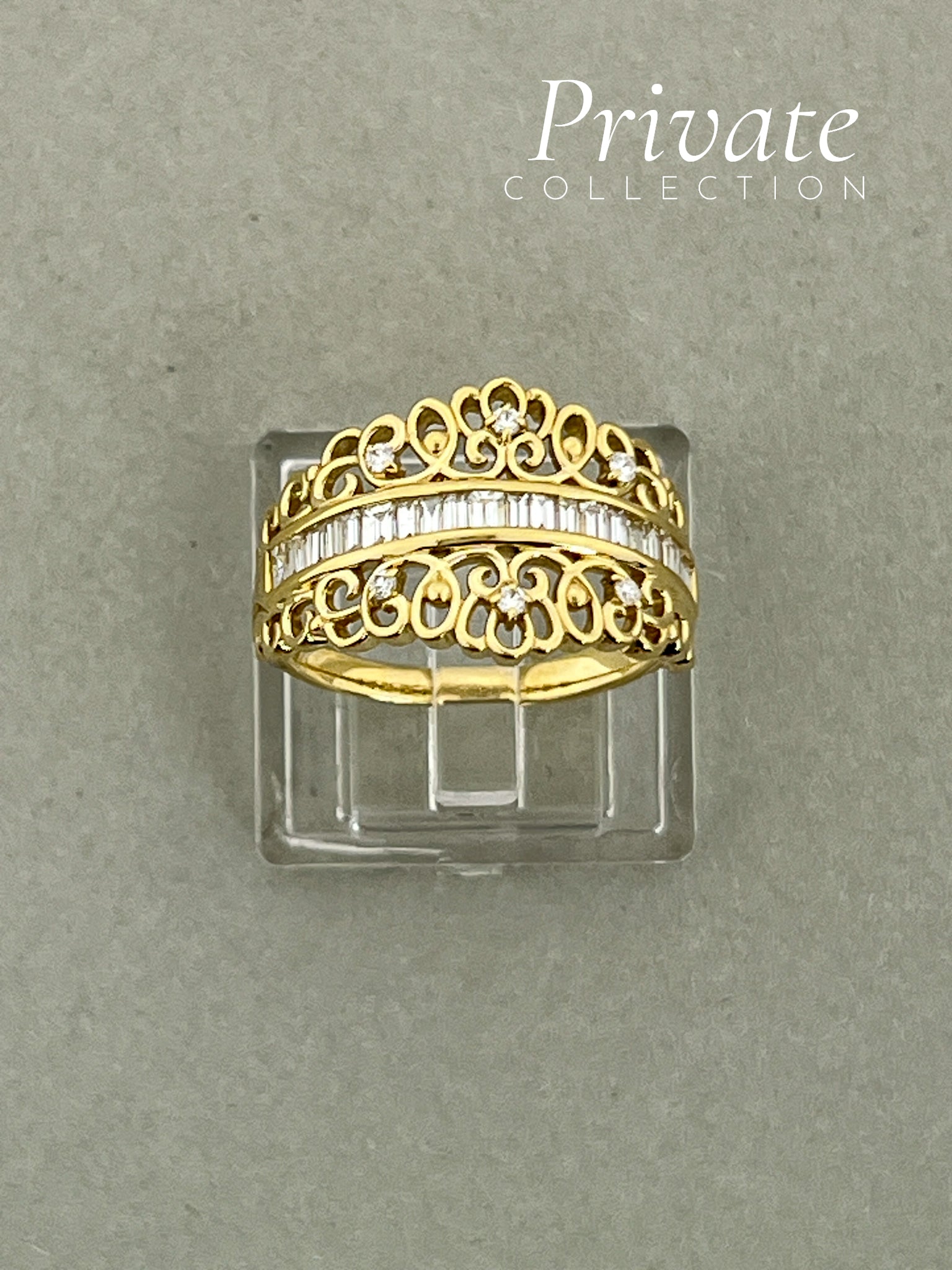 PC Diamantring med blonder 18K gult gull str 55