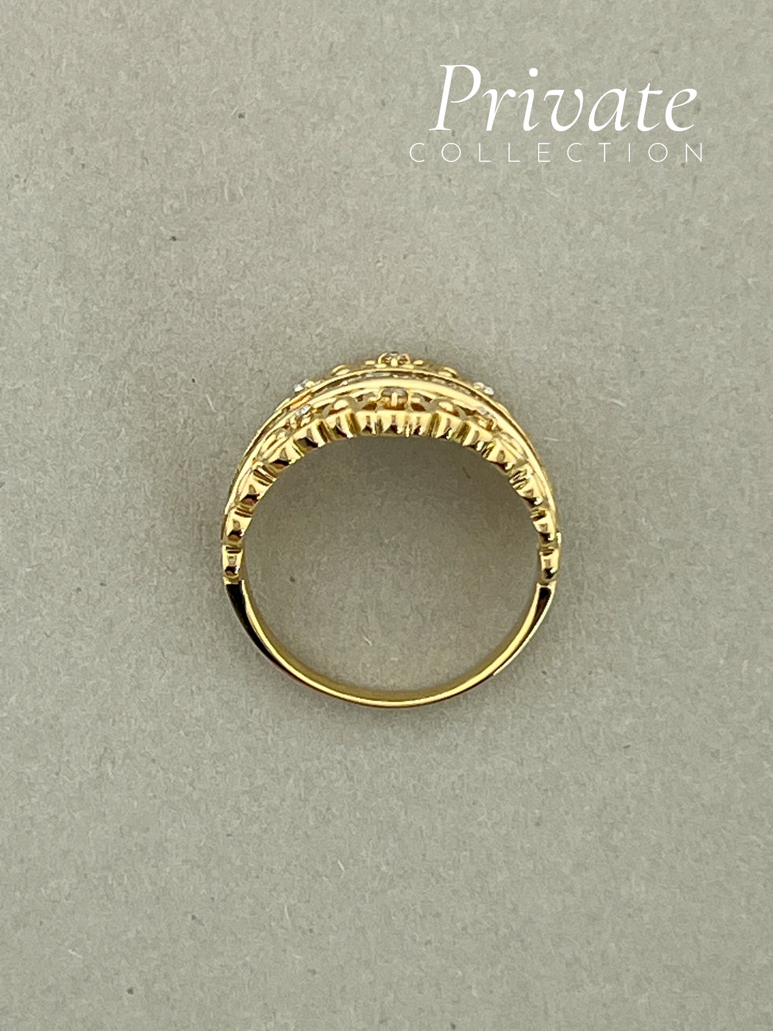 PC Diamantring med blonder 18K gult gull str 55