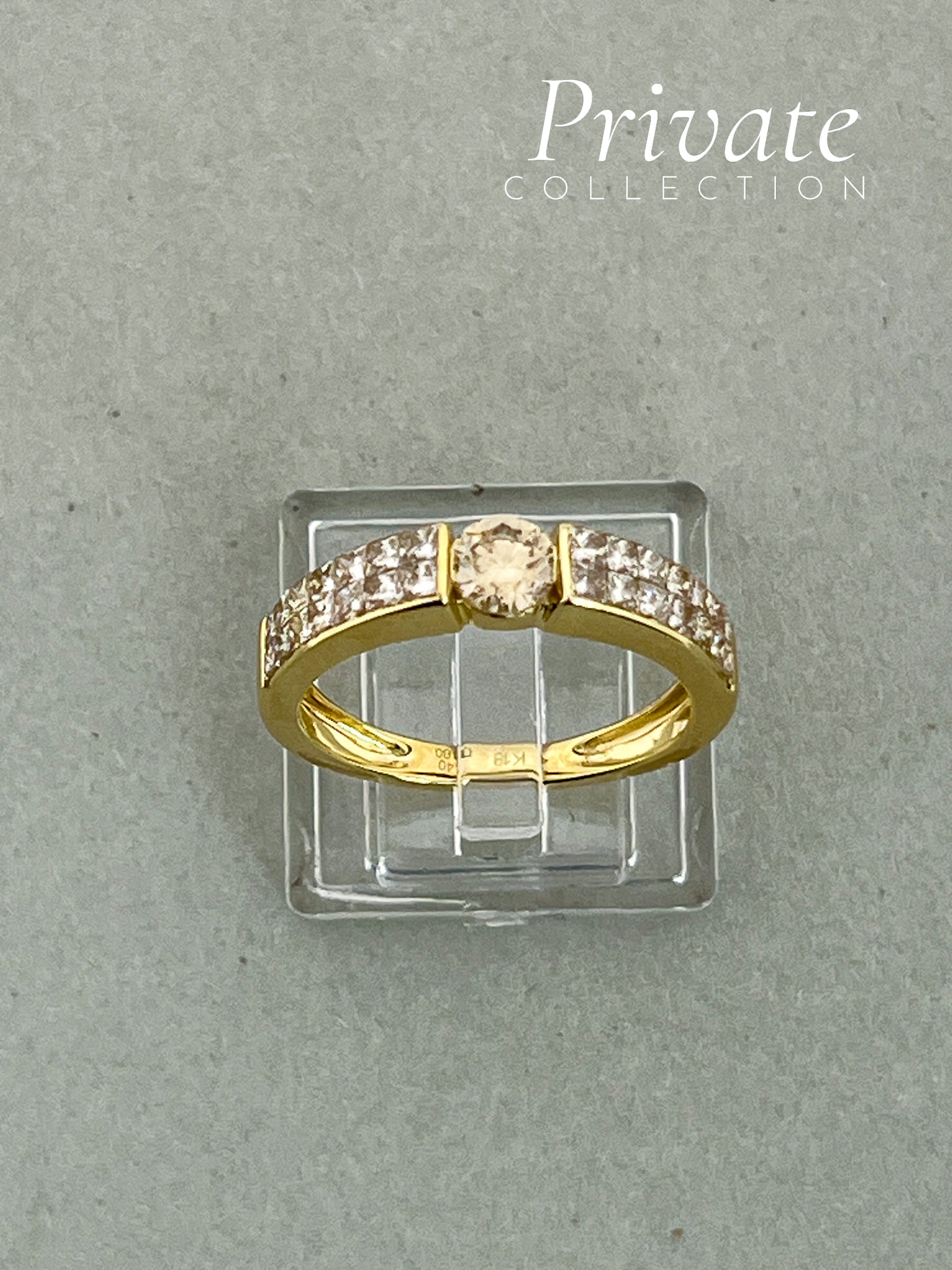 PC Diamantring med 29 diamanter 18K gult gull str 56