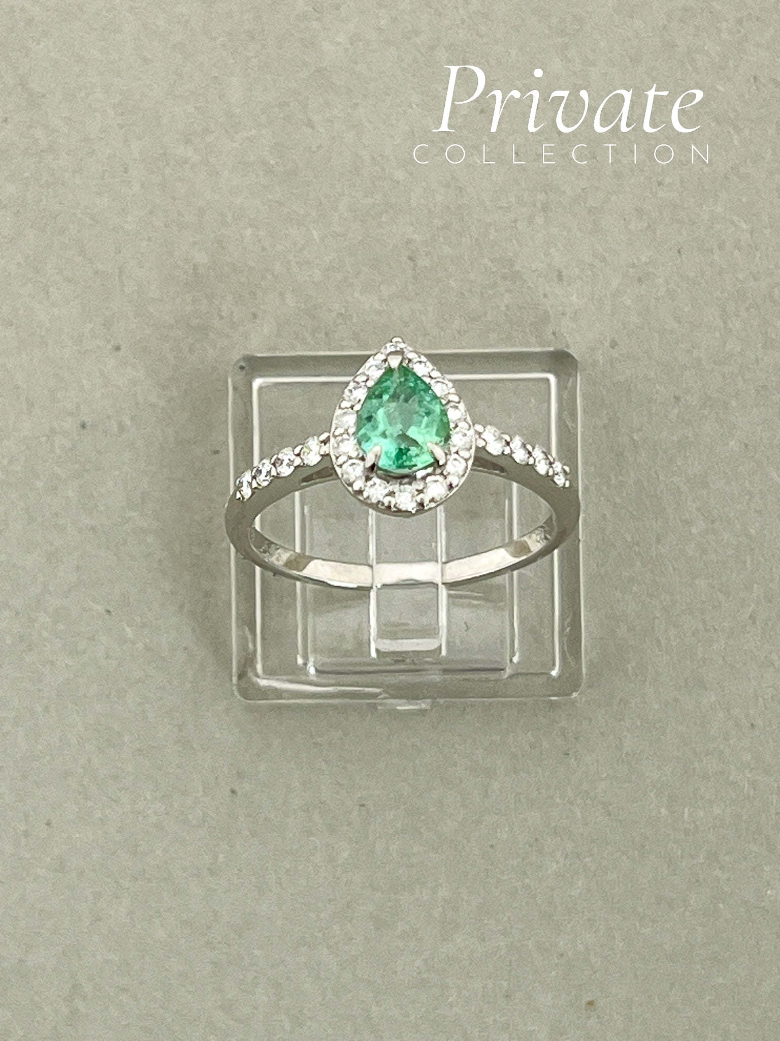 PC Diamantring med dråpeformet Turmaline platina str 55