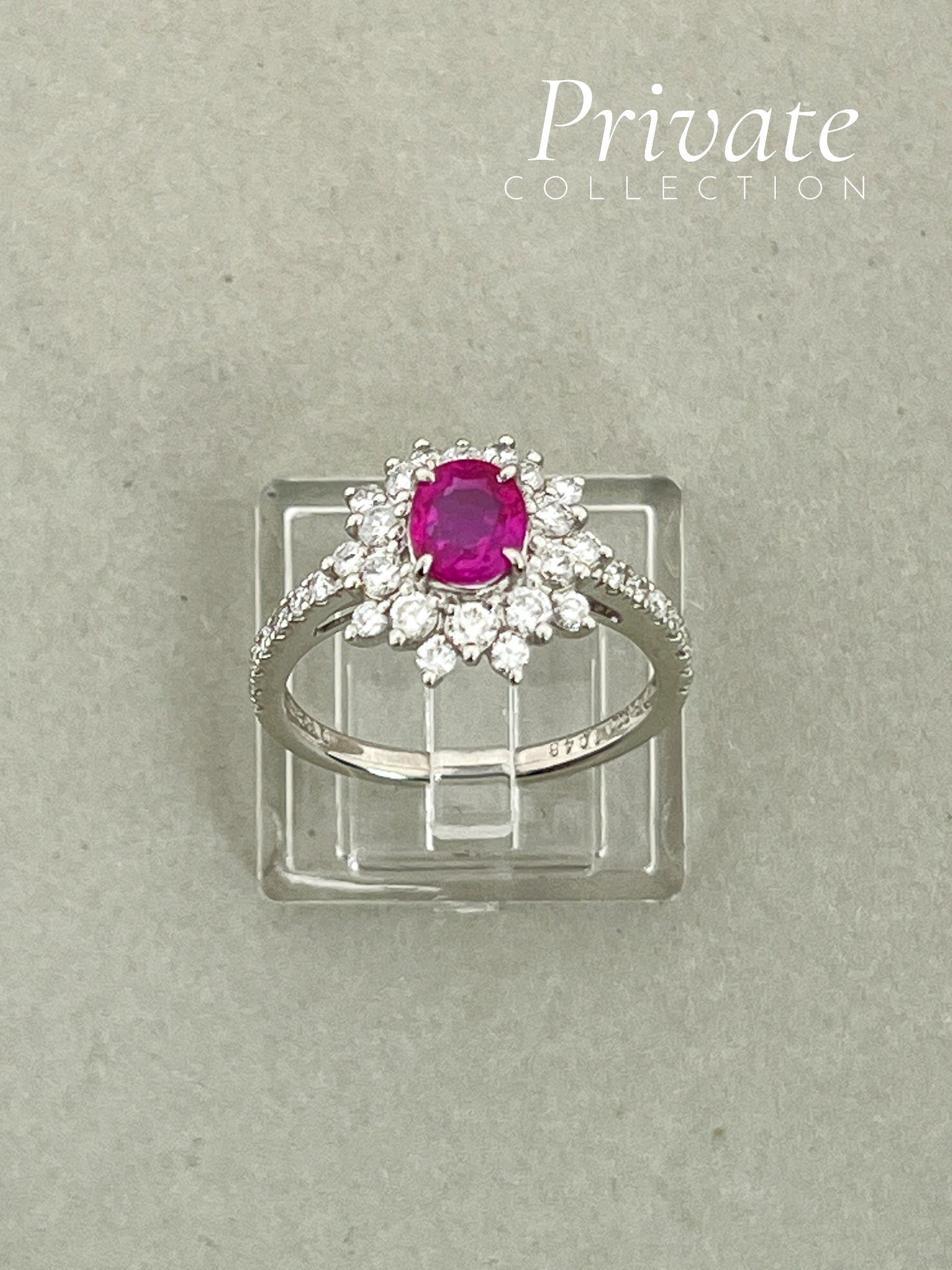 PC Diamantring med rubin platina str54