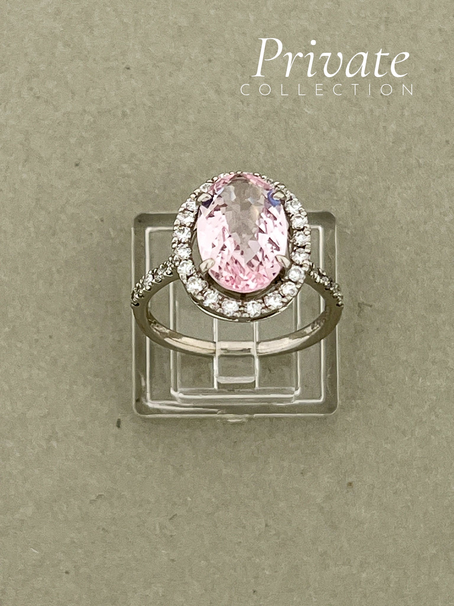 PC Diamantring med Morganite platina str 54