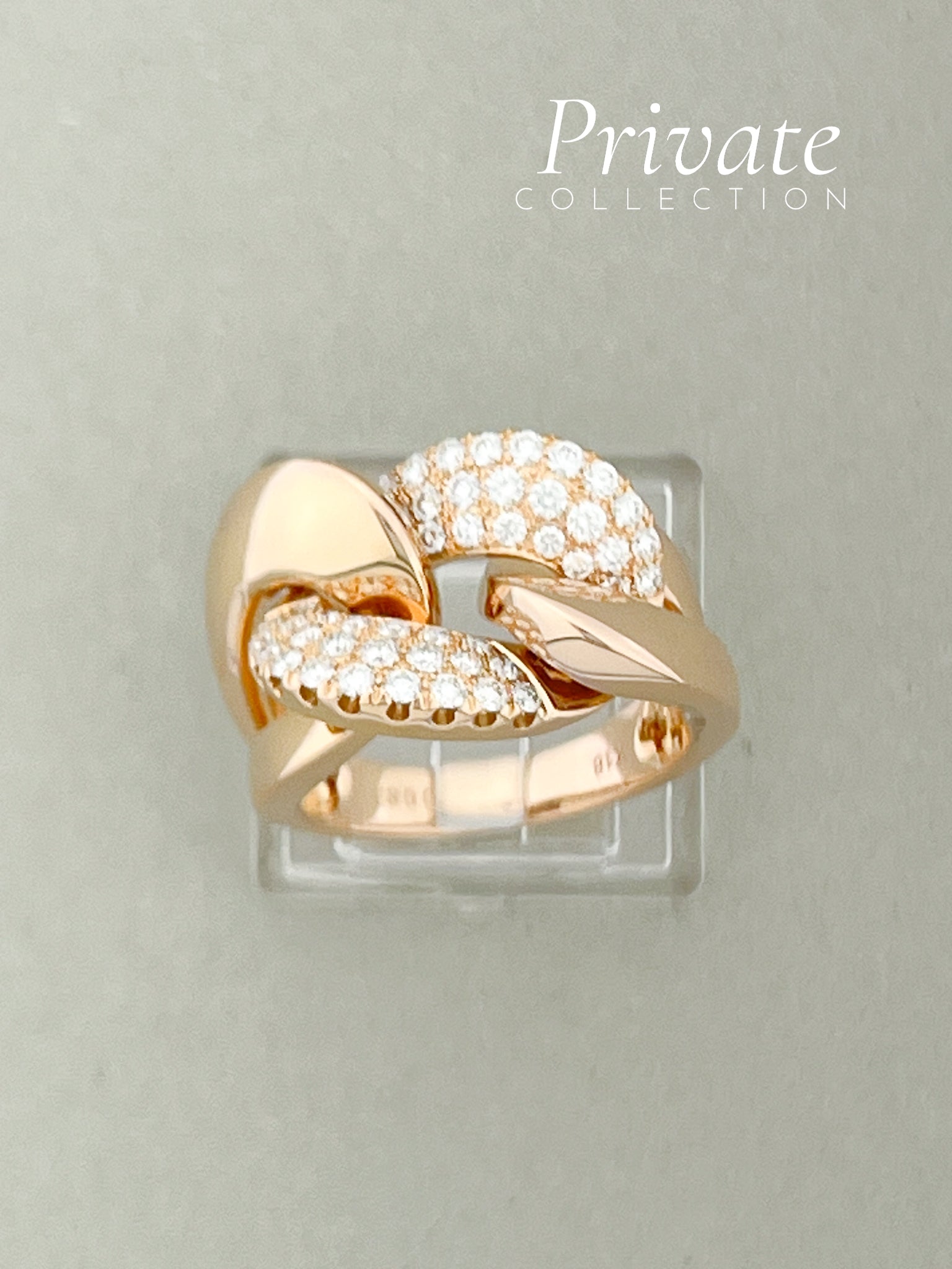 PC Flettering 18K rosè gull med diamanter str 53