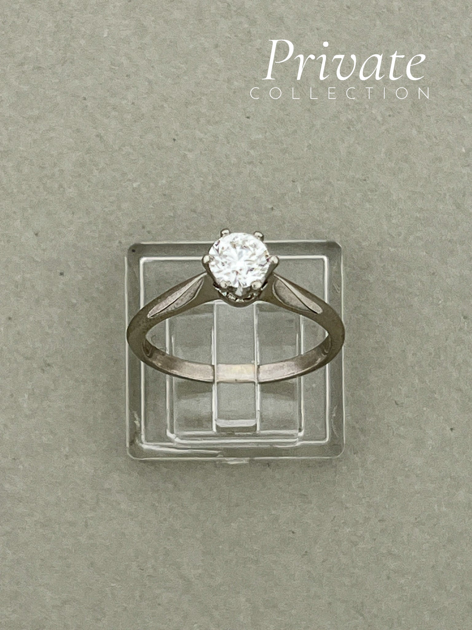 PC Enstens diamantring 14K hvitt gull str 54