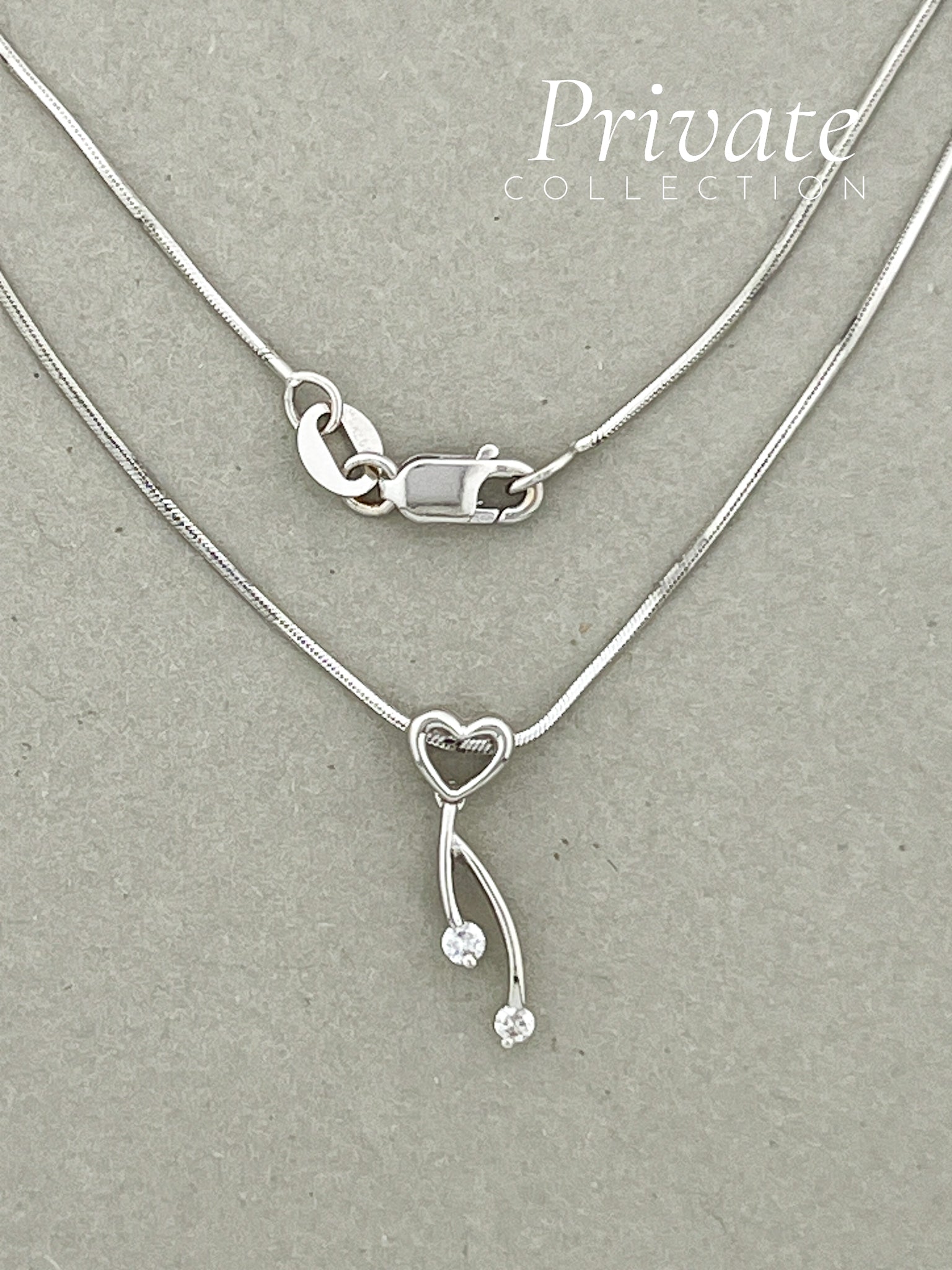 PC Hjerte halssmykke med diamanter 14K hvitt gull