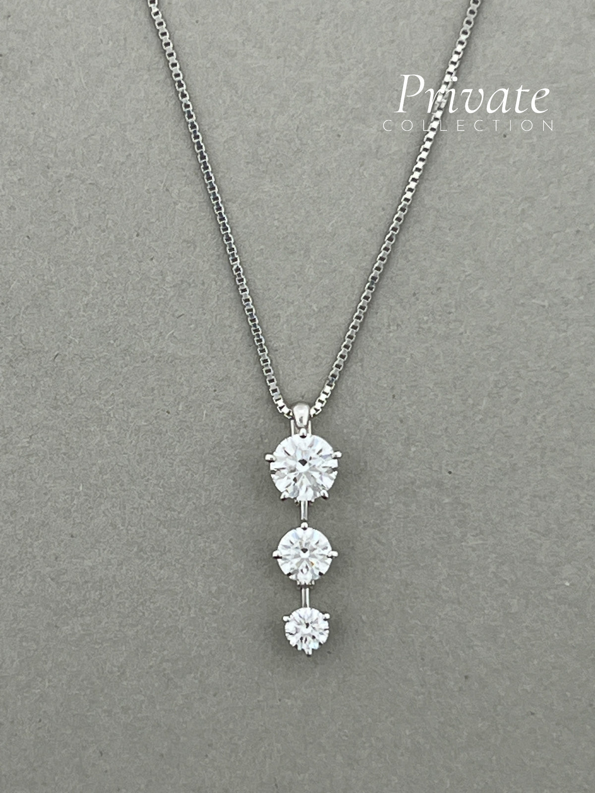 PC Diamond Pendant with 3 Diamonds and Platinum Chain