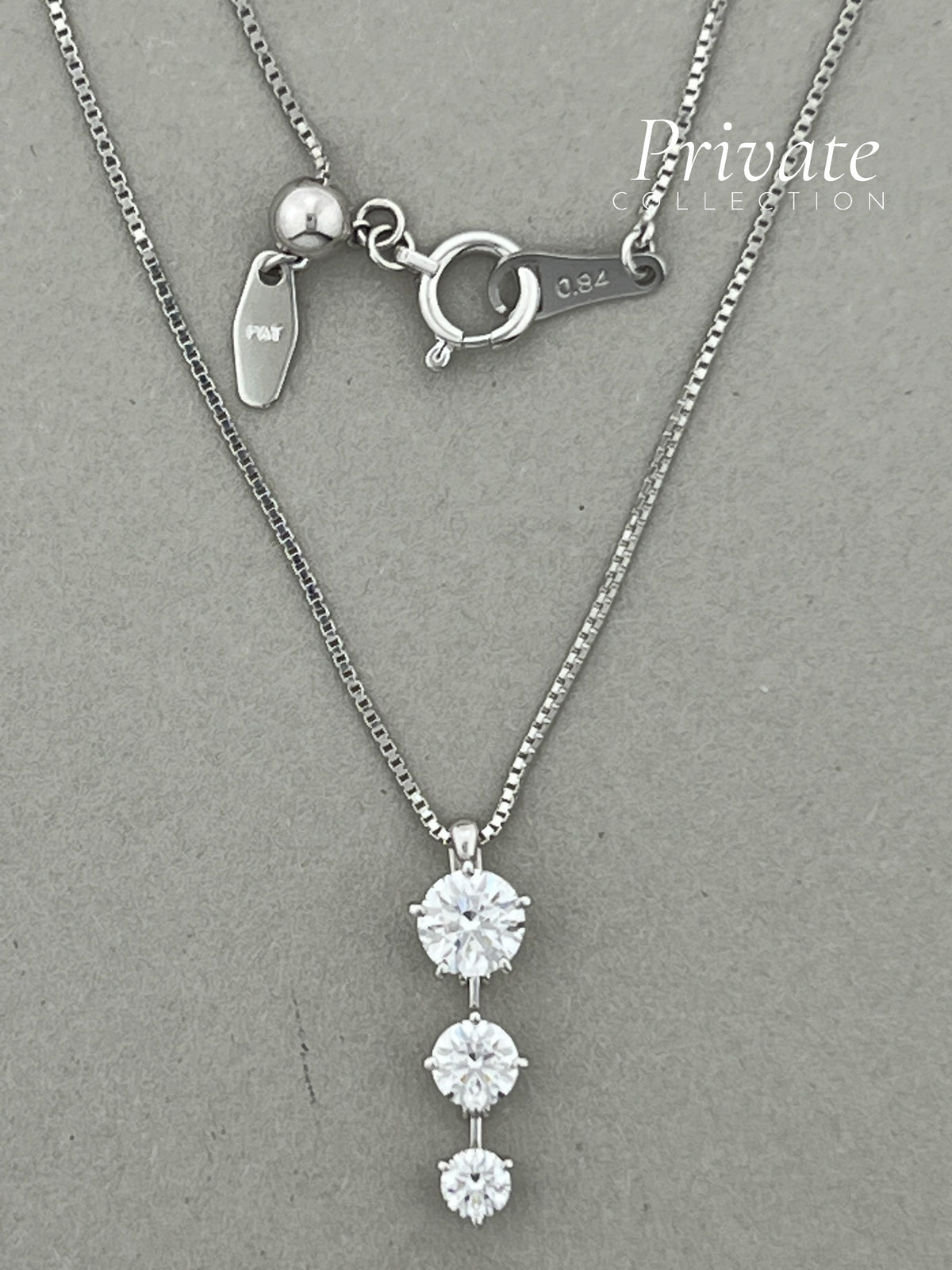 PC Diamond Pendant with 3 Diamonds and Platinum Chain