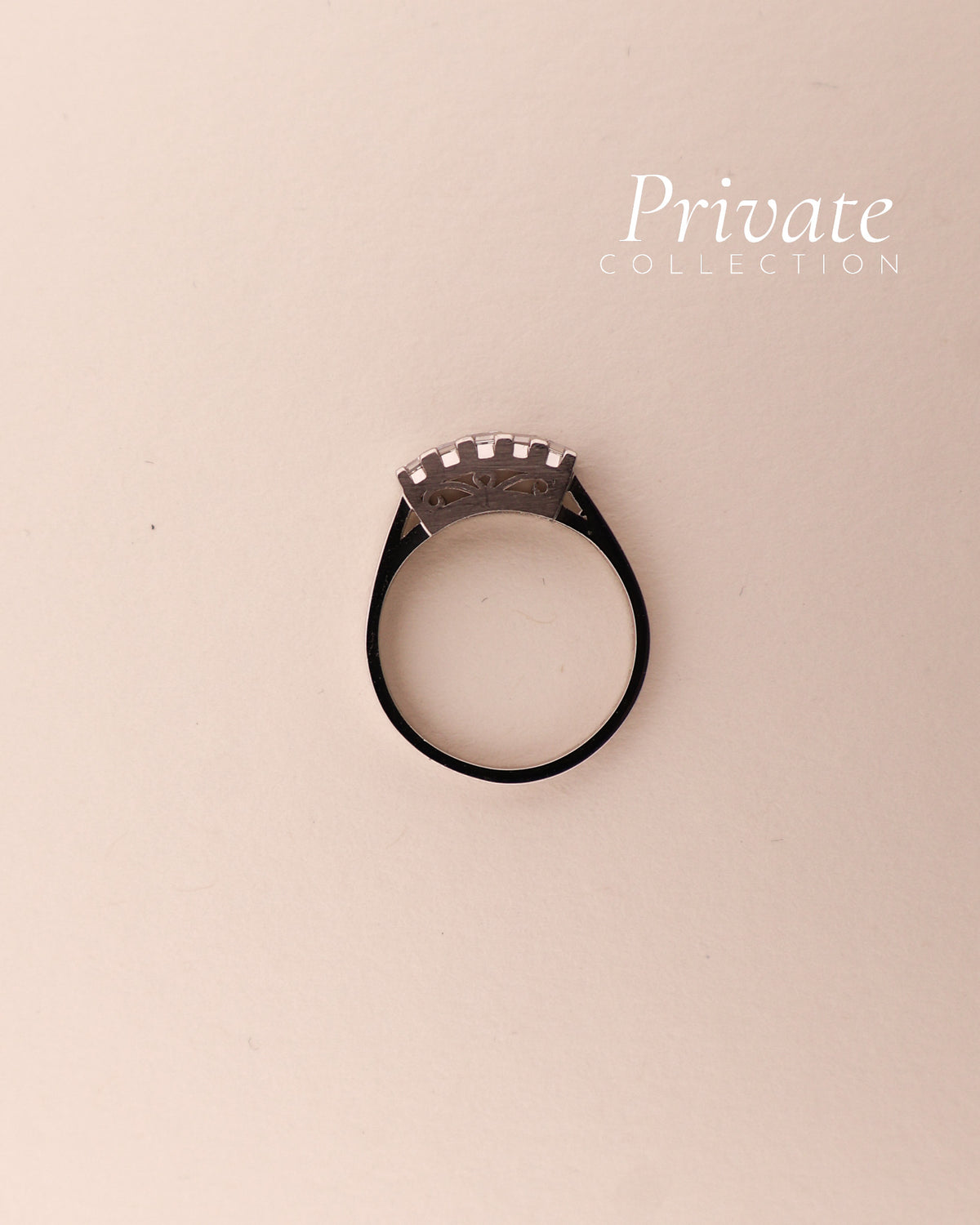 PC ring platina med 5 diamanter str53