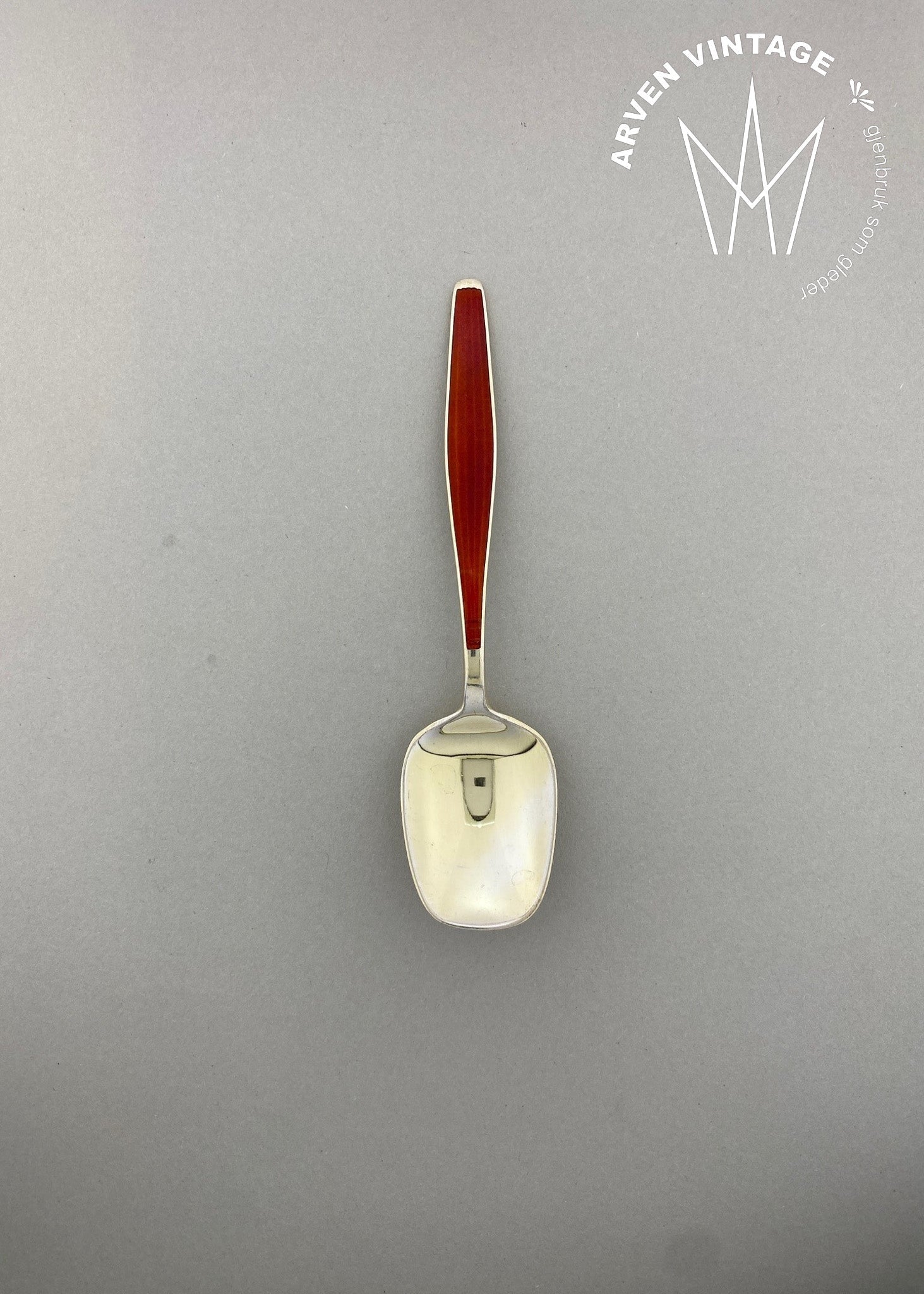 Vintage Åre jam spoon with red enamel