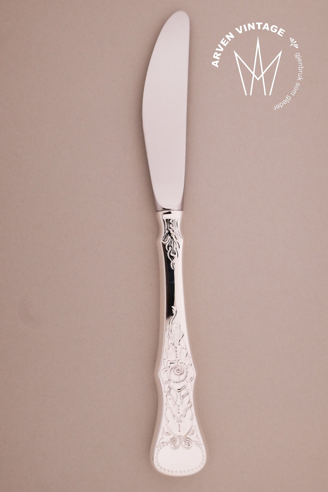 Vintage Rose liten spisekniv langt skaft