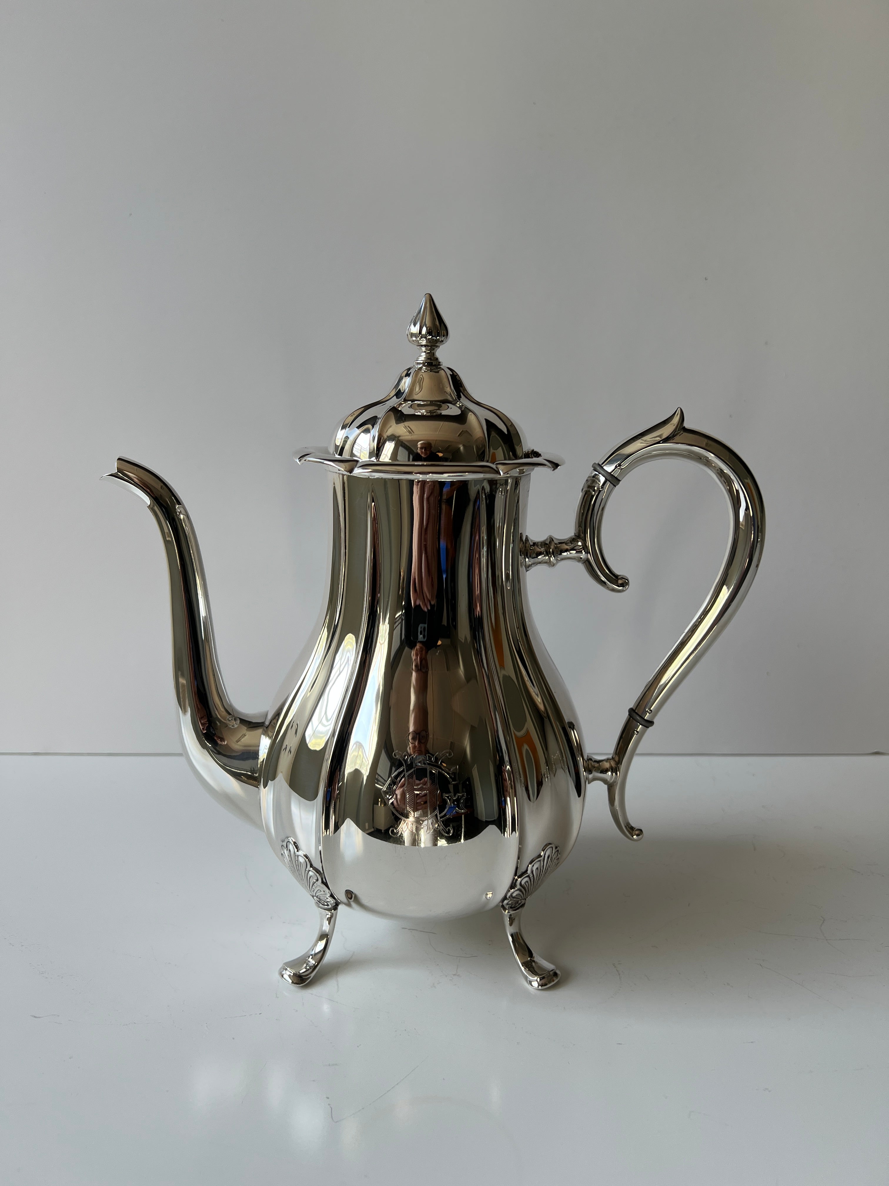 Vintage sølv kaffekanne med gravering