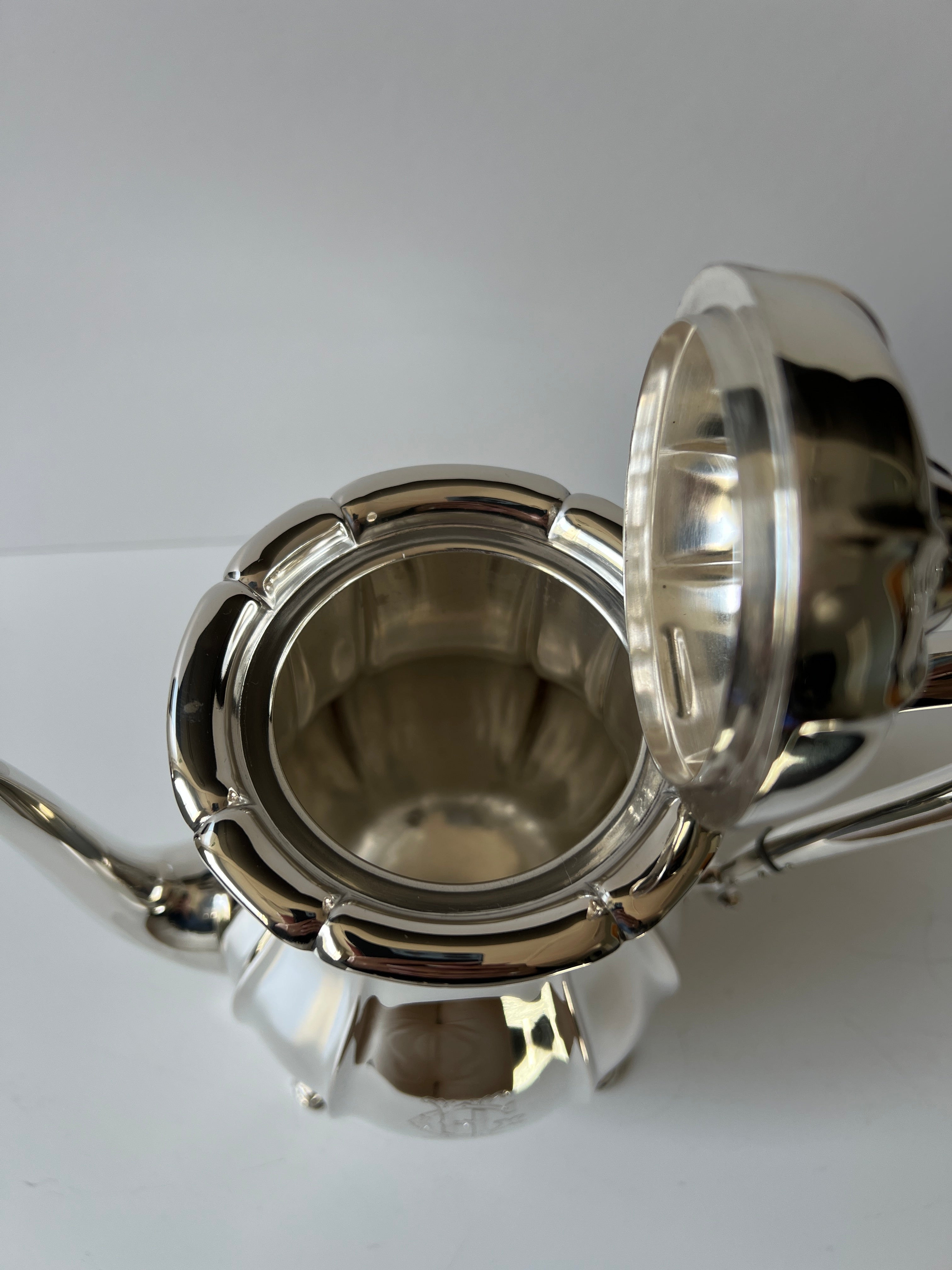 Vintage sølv kaffekanne med gravering