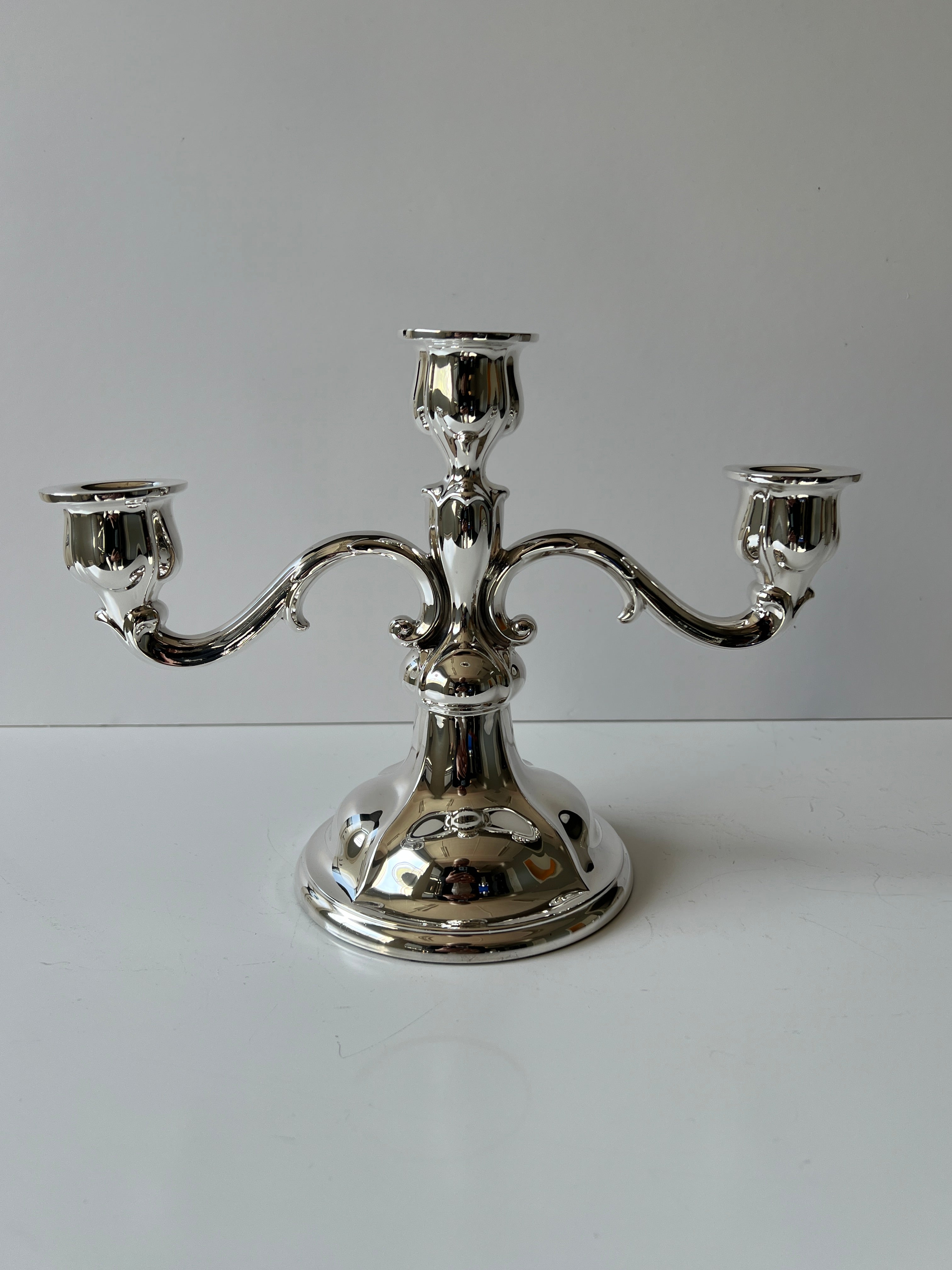 Vintage sølv trearmet lysestake