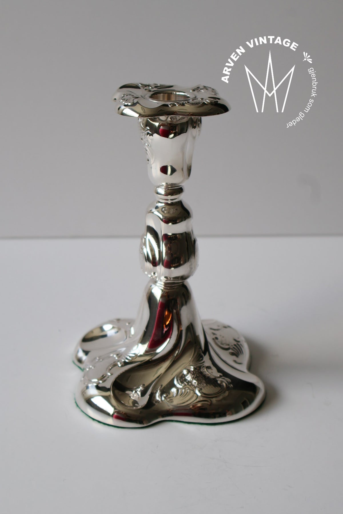 Vintage sølv lysestake 17cm