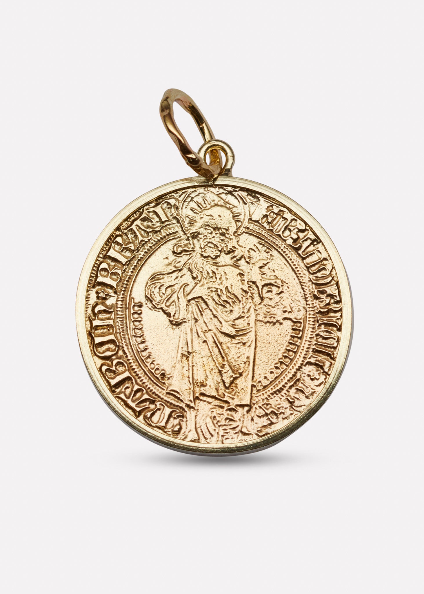 Bryggen coin pendant with border, yellow gold