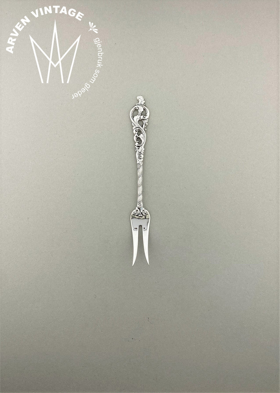 Vintage Double Rococo lemon fork / small tapas fork