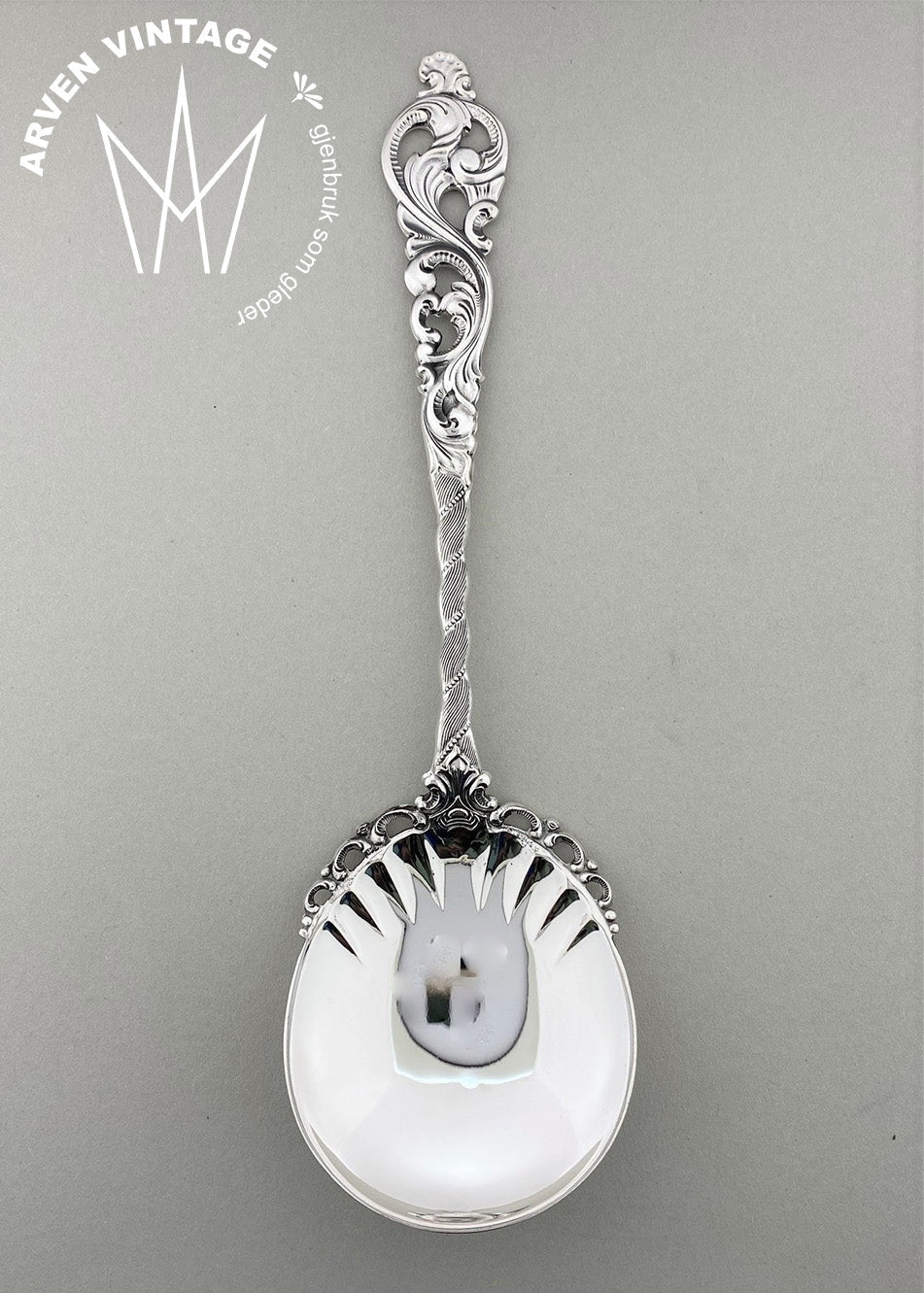 Vintage Double Rococo Compote Spoon